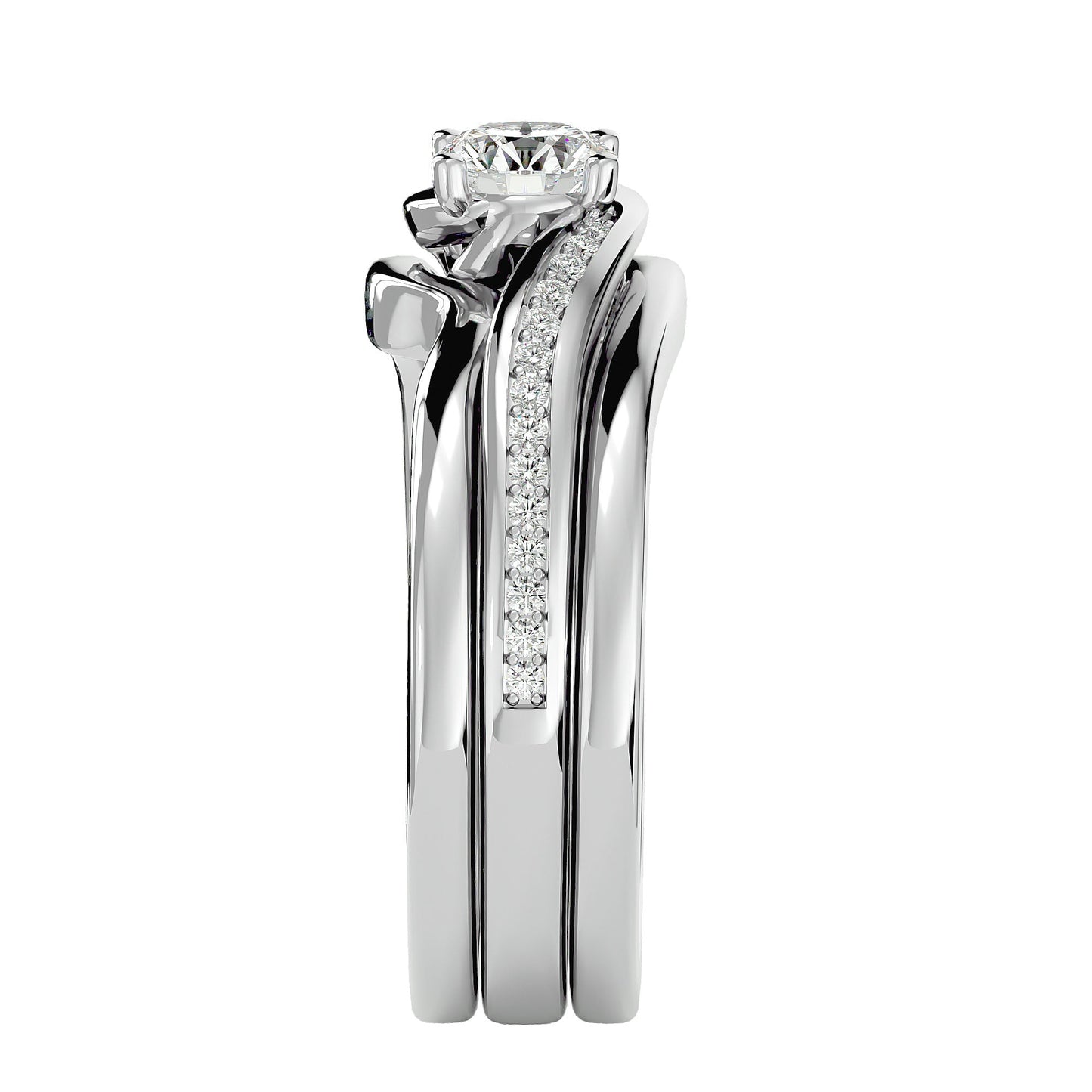 Lorene criss cross engagement ring