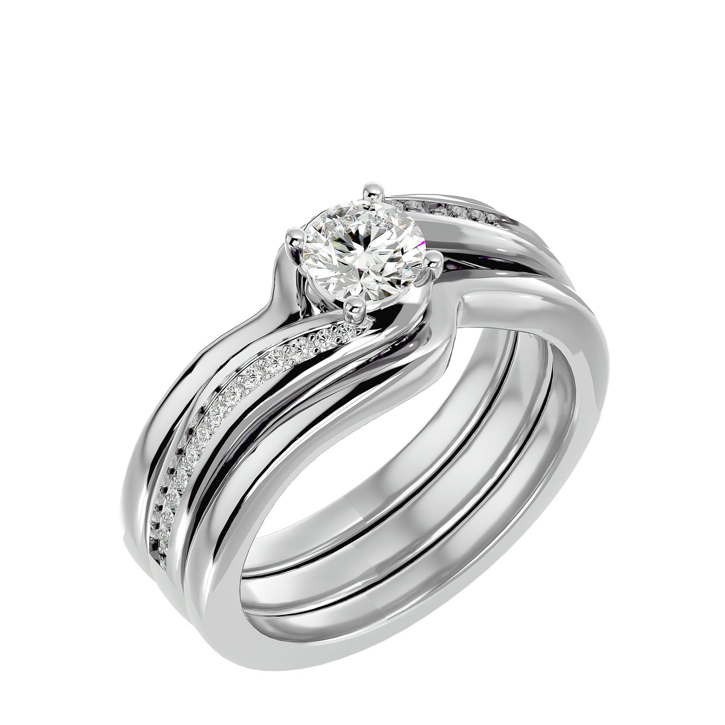 Lorene criss cross engagement ring