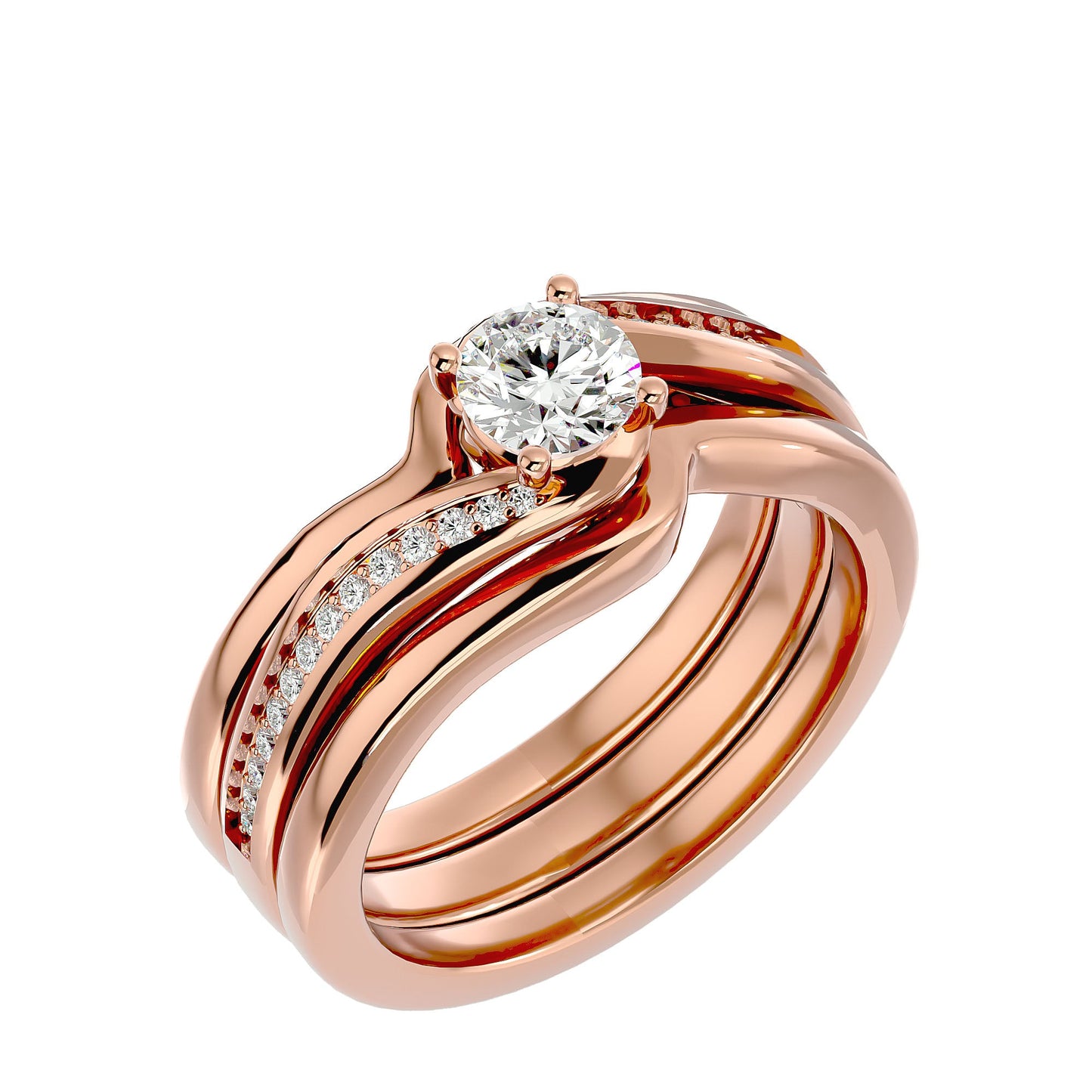 Lorene criss cross engagement ring