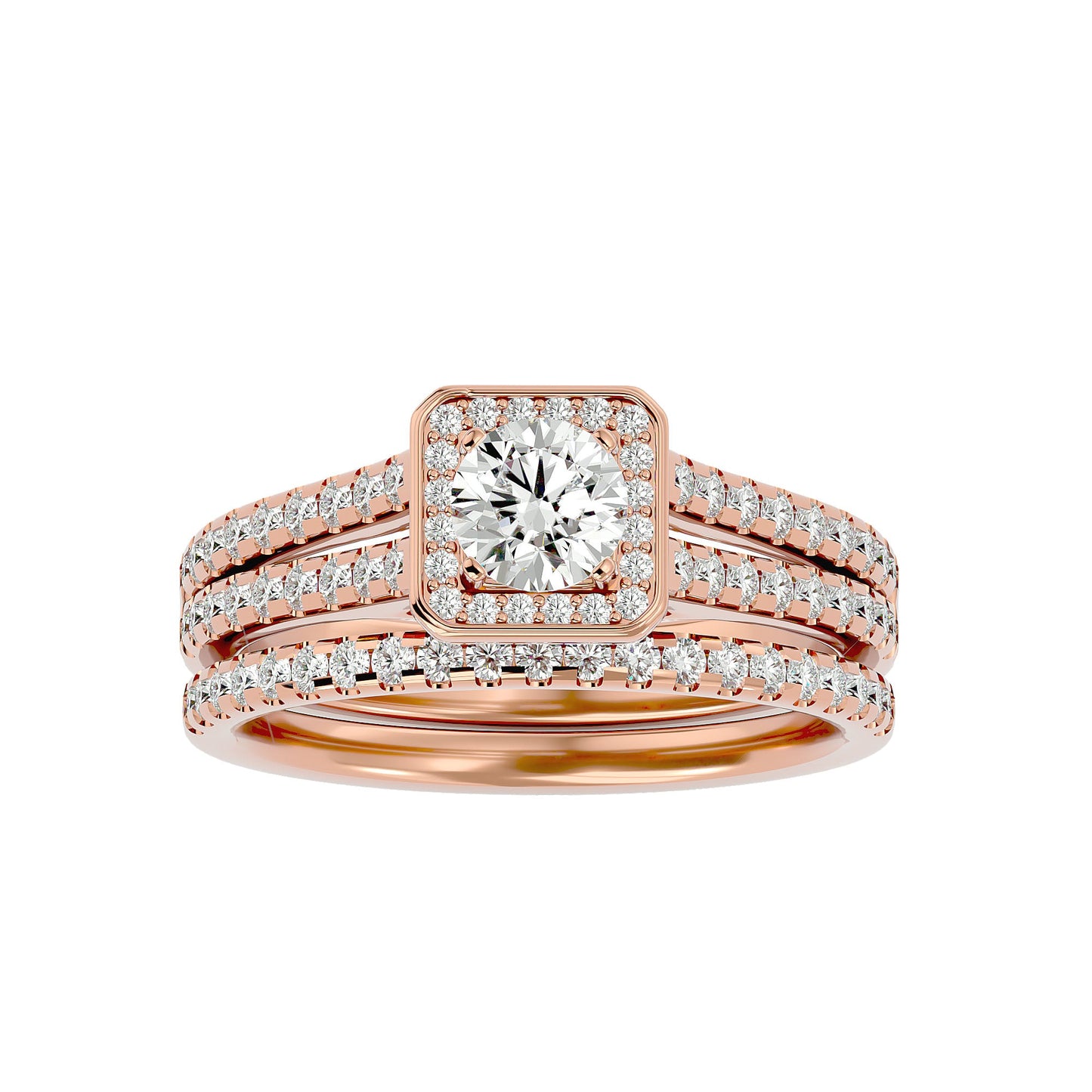 Flower engagement ring & matching band