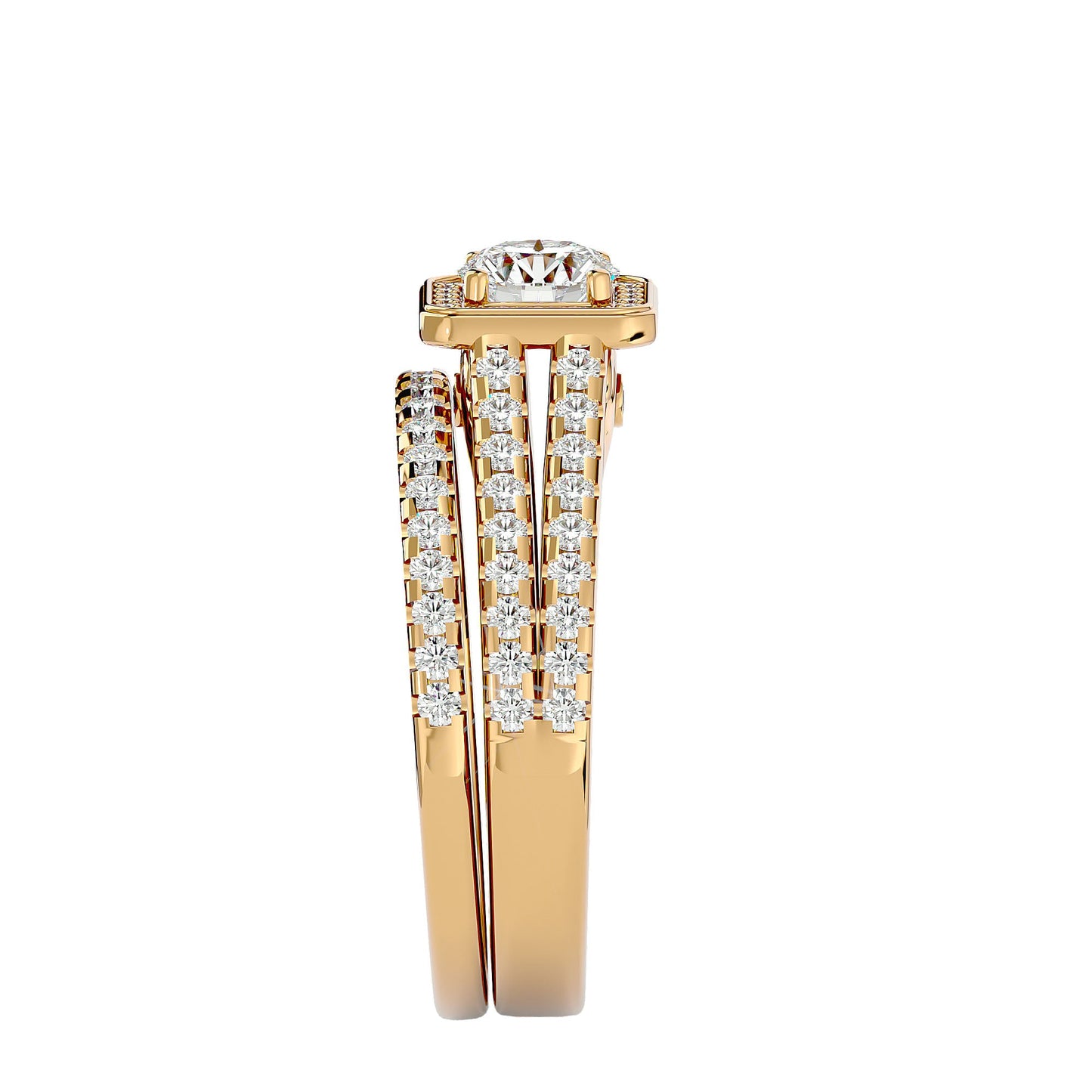 Flower engagement ring & matching band
