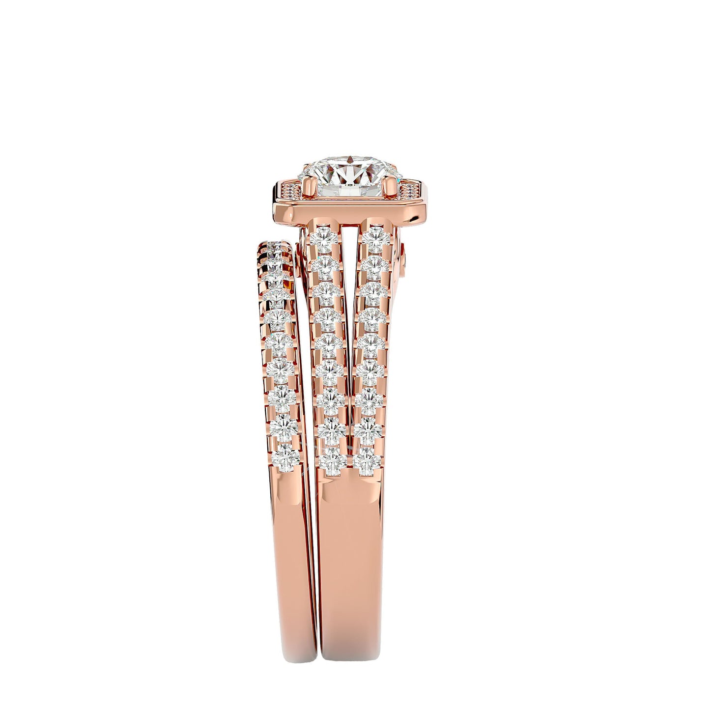Flower engagement ring & matching band