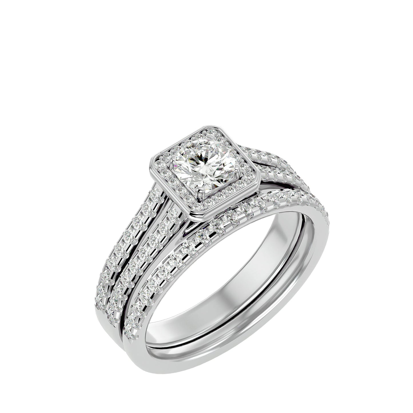 Flower engagement ring & matching band