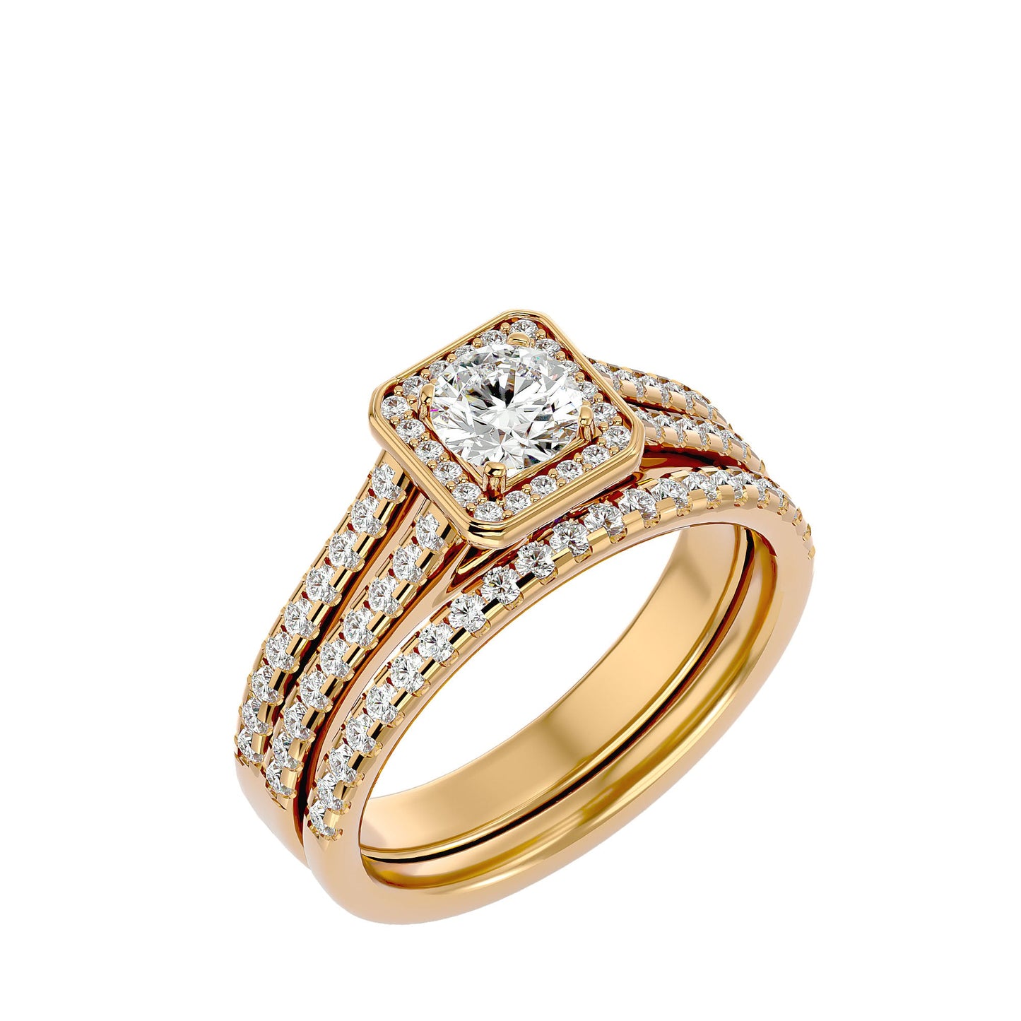 Flower engagement ring & matching band