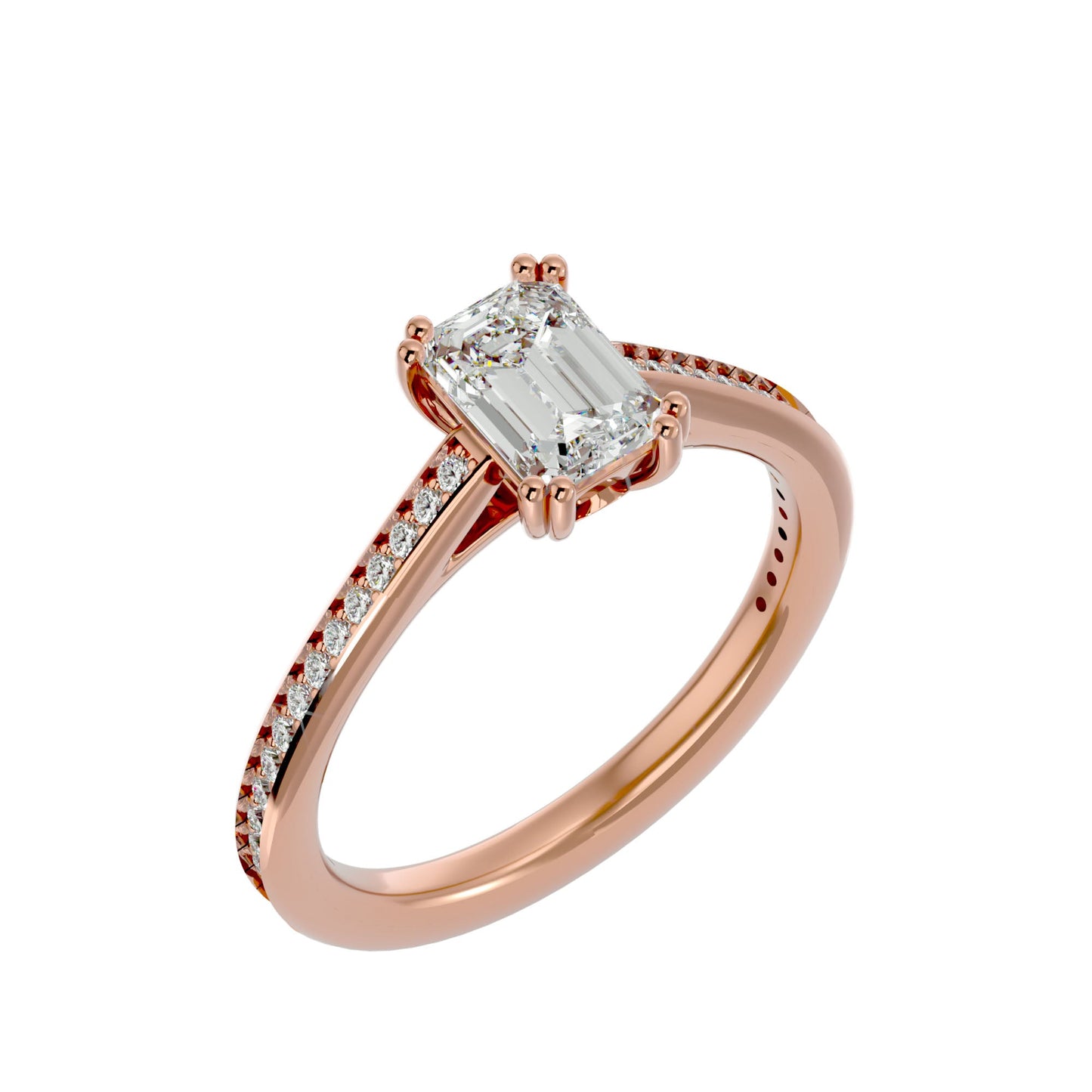 Emerald pave diamond engagement ring