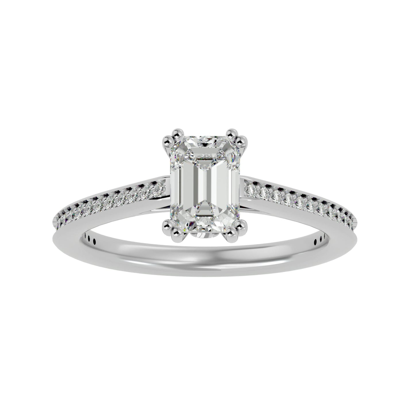 Emerald pave diamond engagement ring