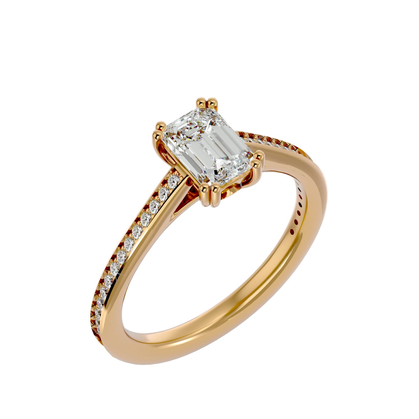Emerald pave diamond engagement ring