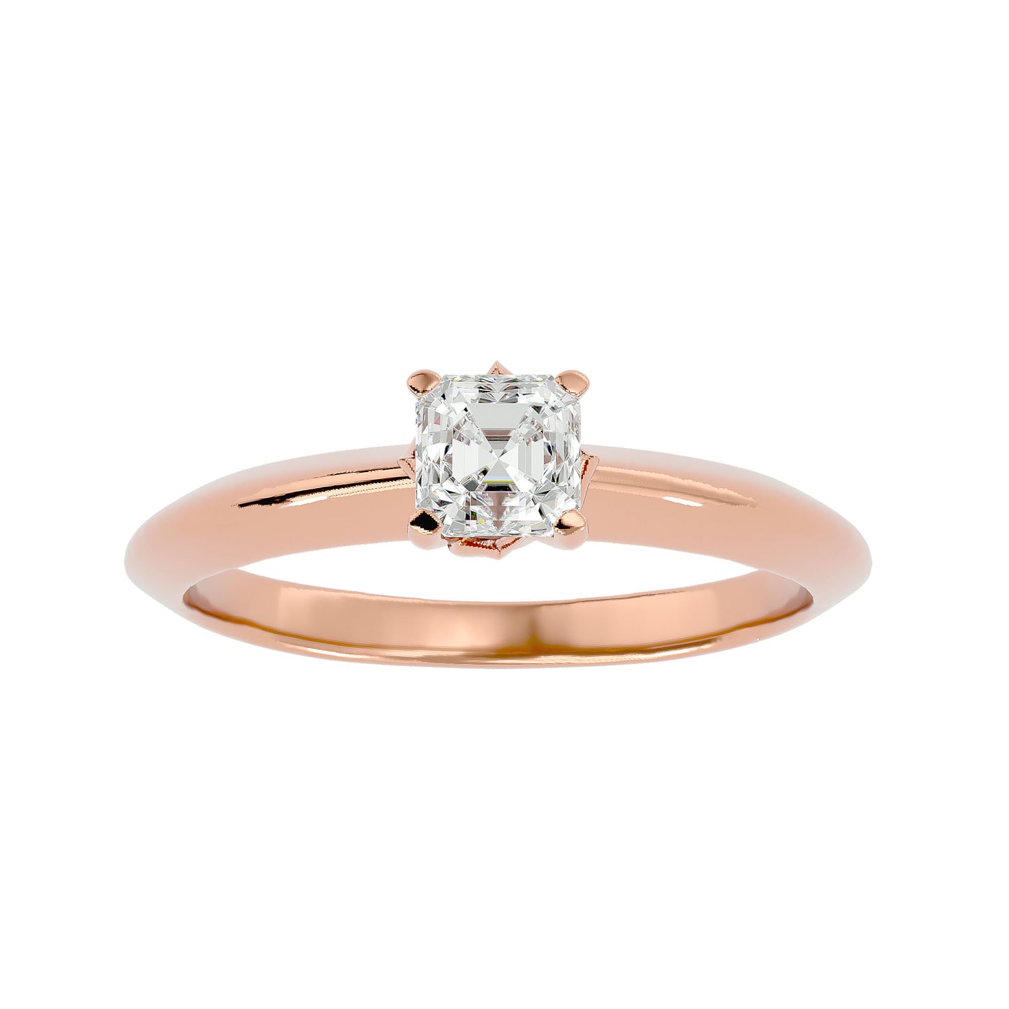Emerald solitaire knife-egde diamong engagement ring