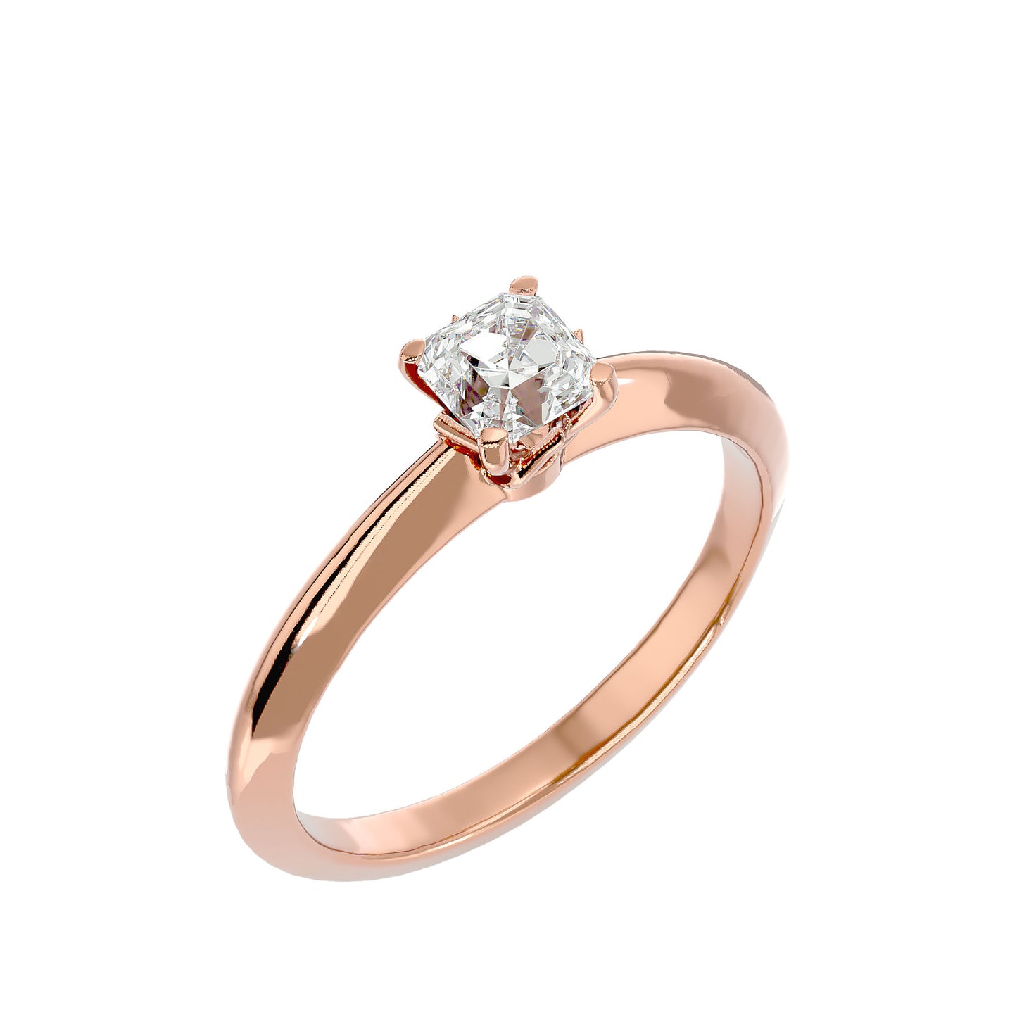 Emerald solitaire knife-egde diamong engagement ring