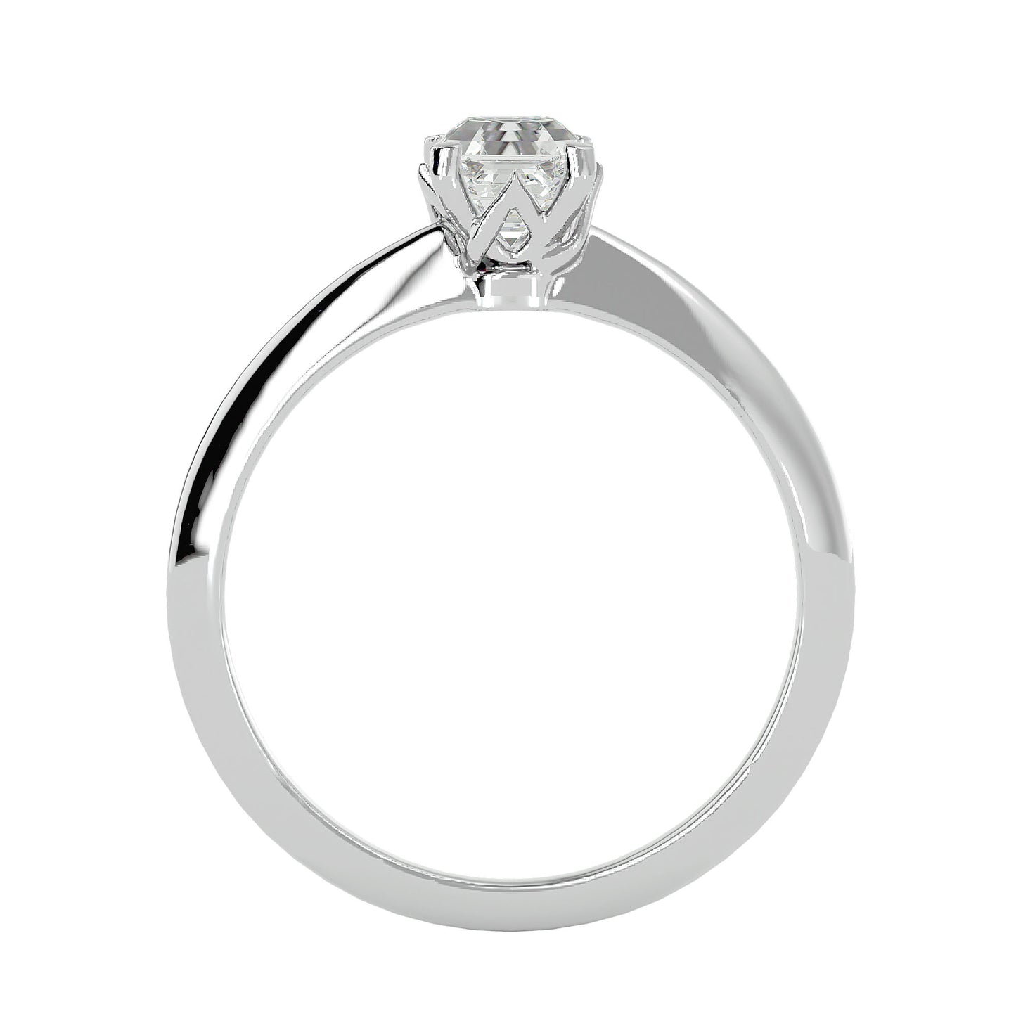 Emerald solitaire knife-egde diamong engagement ring