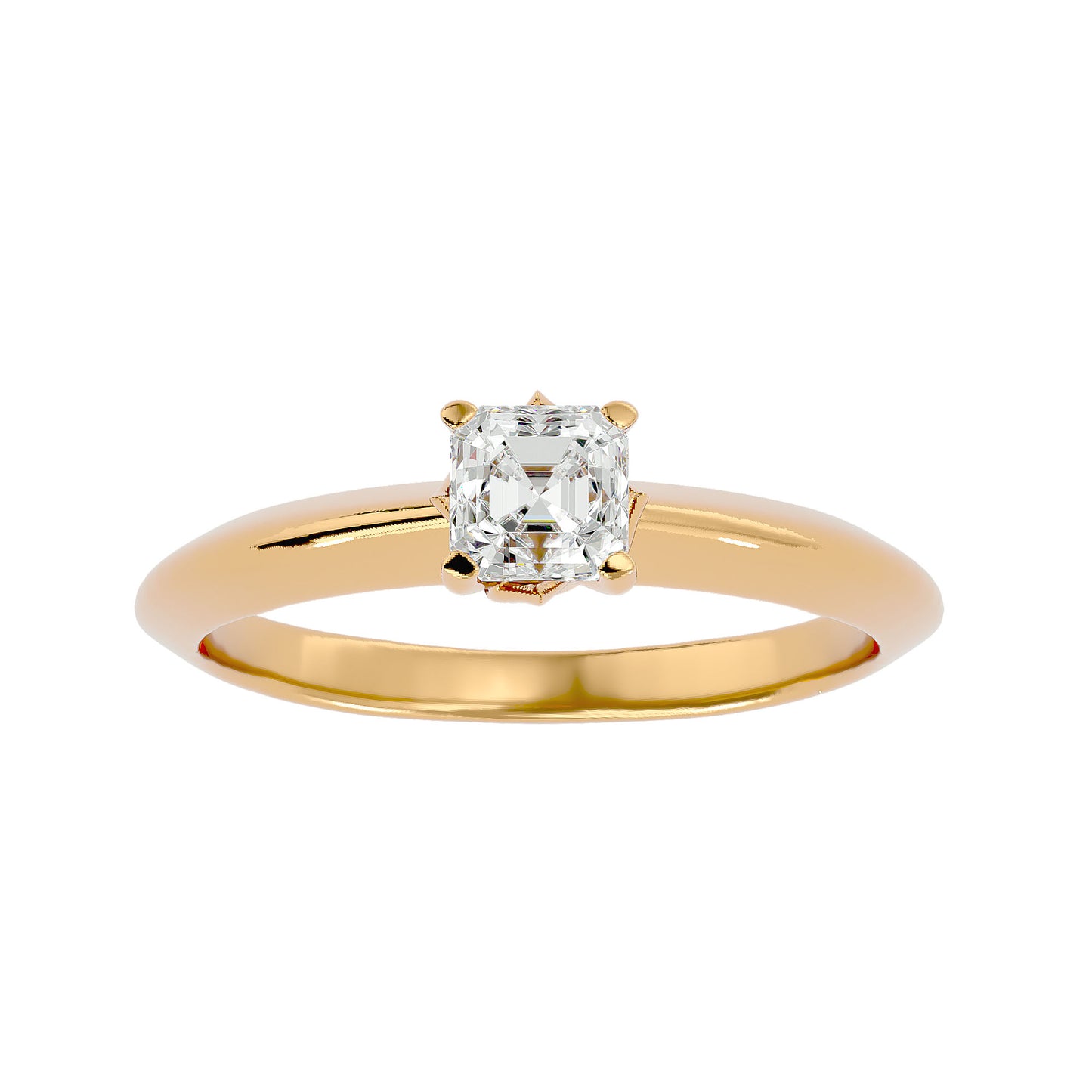 Emerald solitaire knife-egde diamong engagement ring
