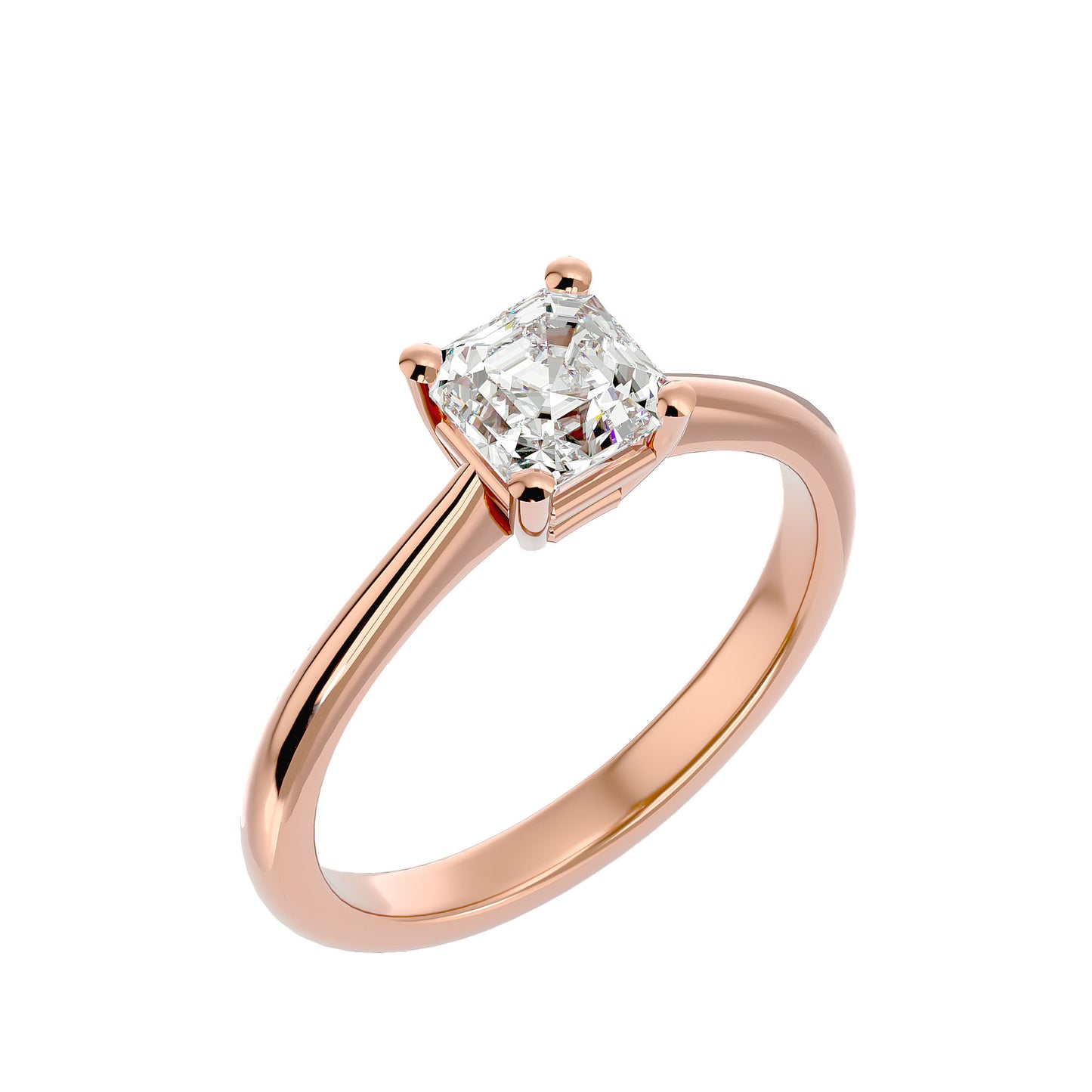 Classic 4 Prong emerald solitaire diamond engagement ring