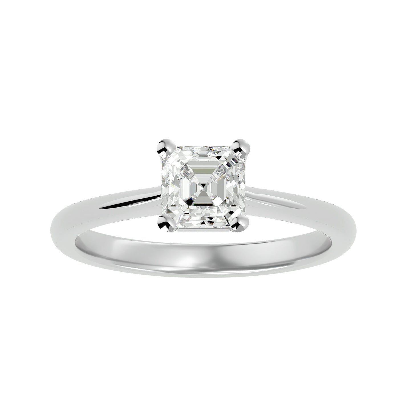 Classic 4 Prong emerald solitaire diamond engagement ring