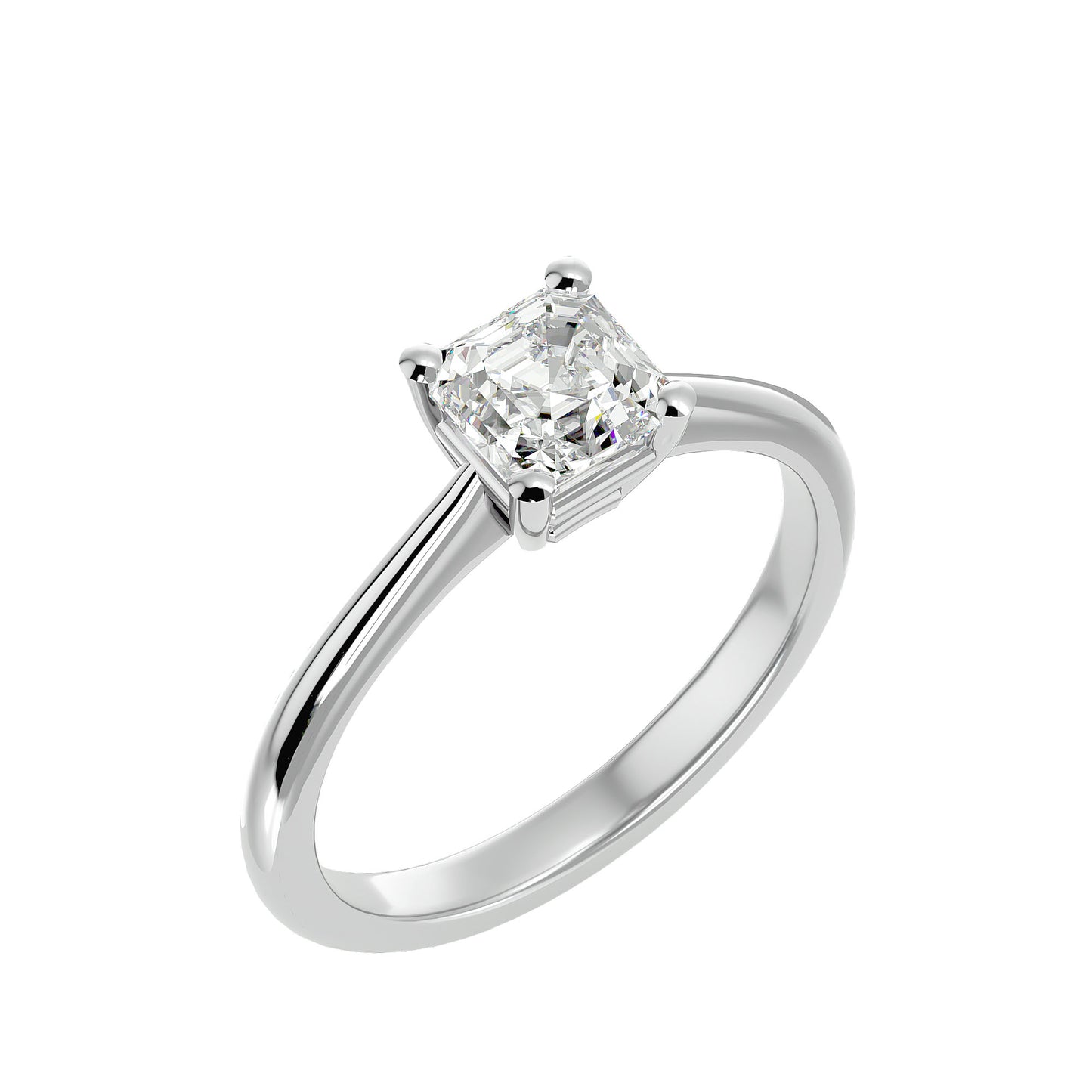 Classic 4 Prong emerald solitaire diamond engagement ring