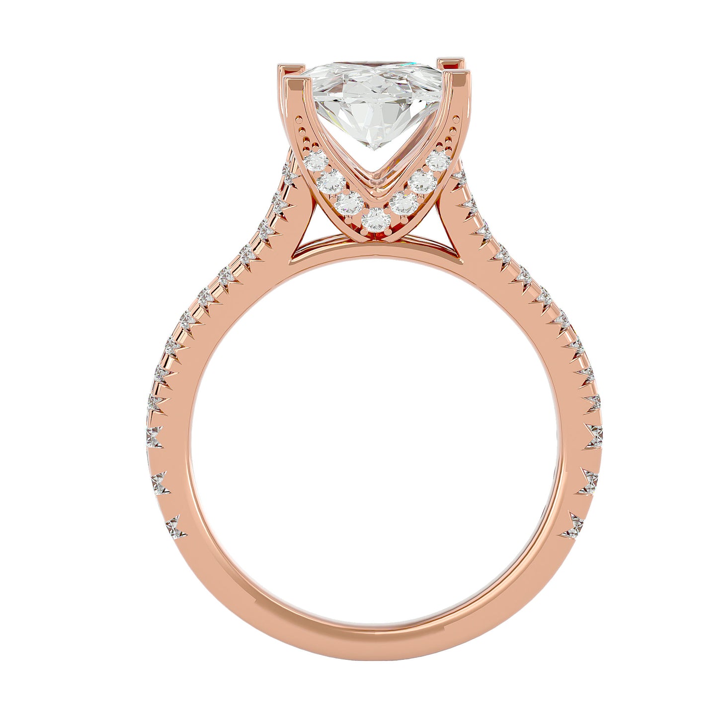 Oval split shank diamond engagement ring