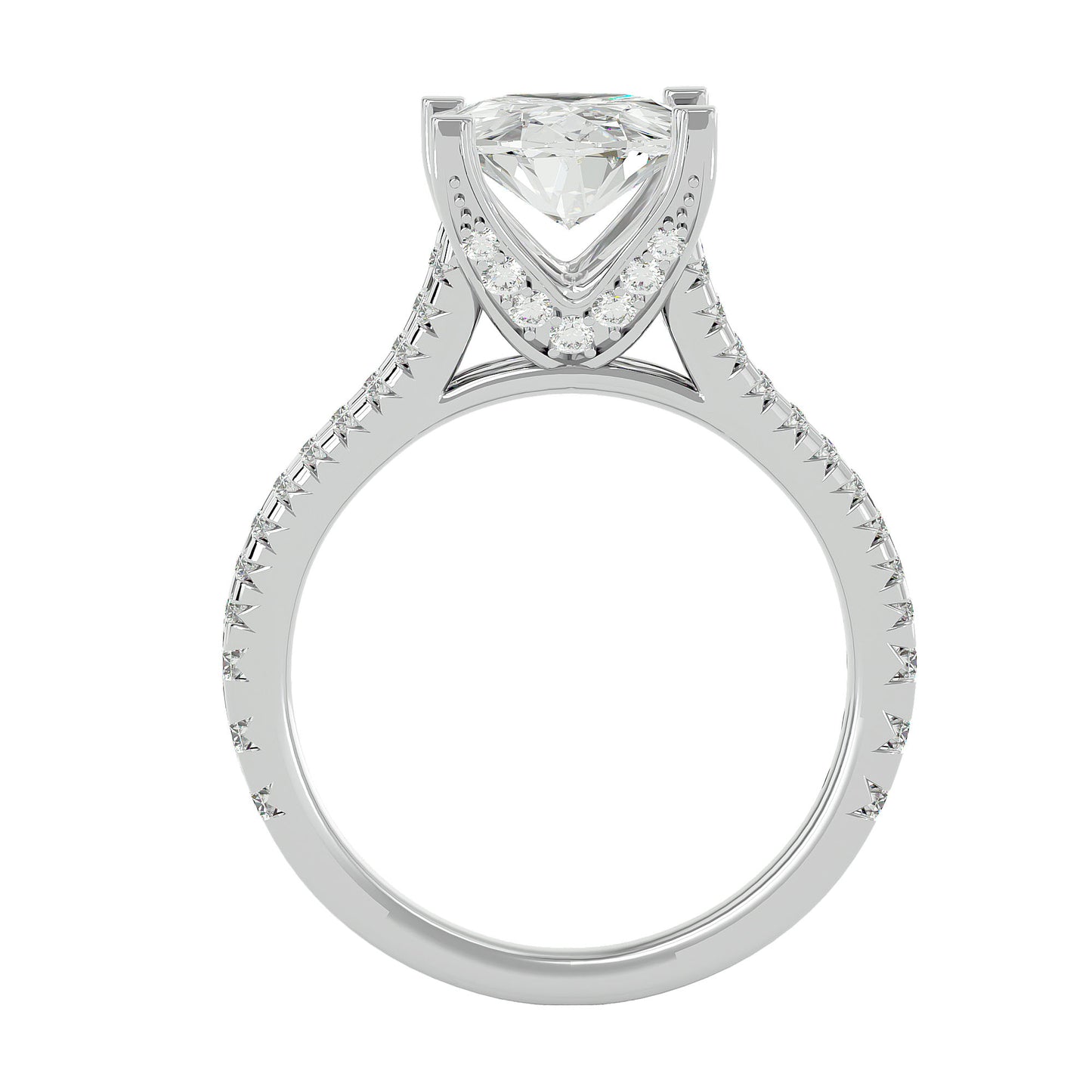 Oval split shank diamond engagement ring