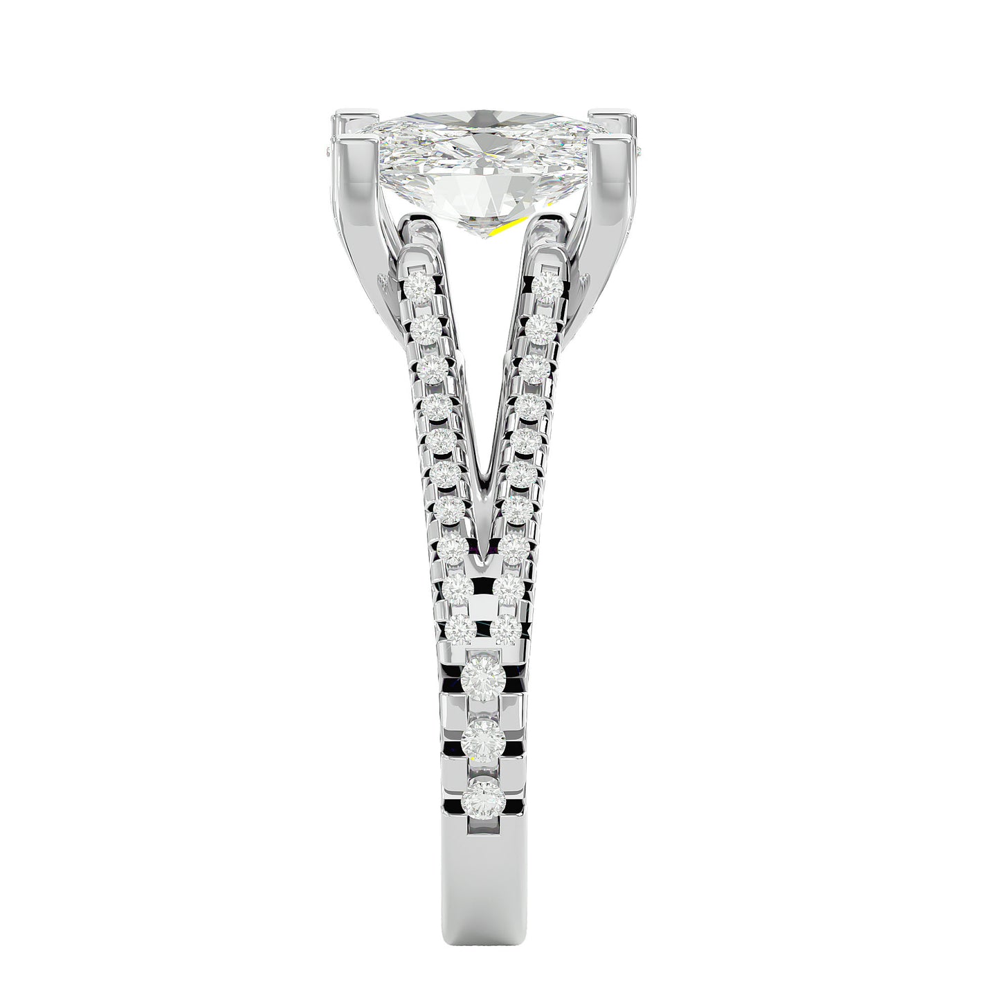 Oval split shank diamond engagement ring
