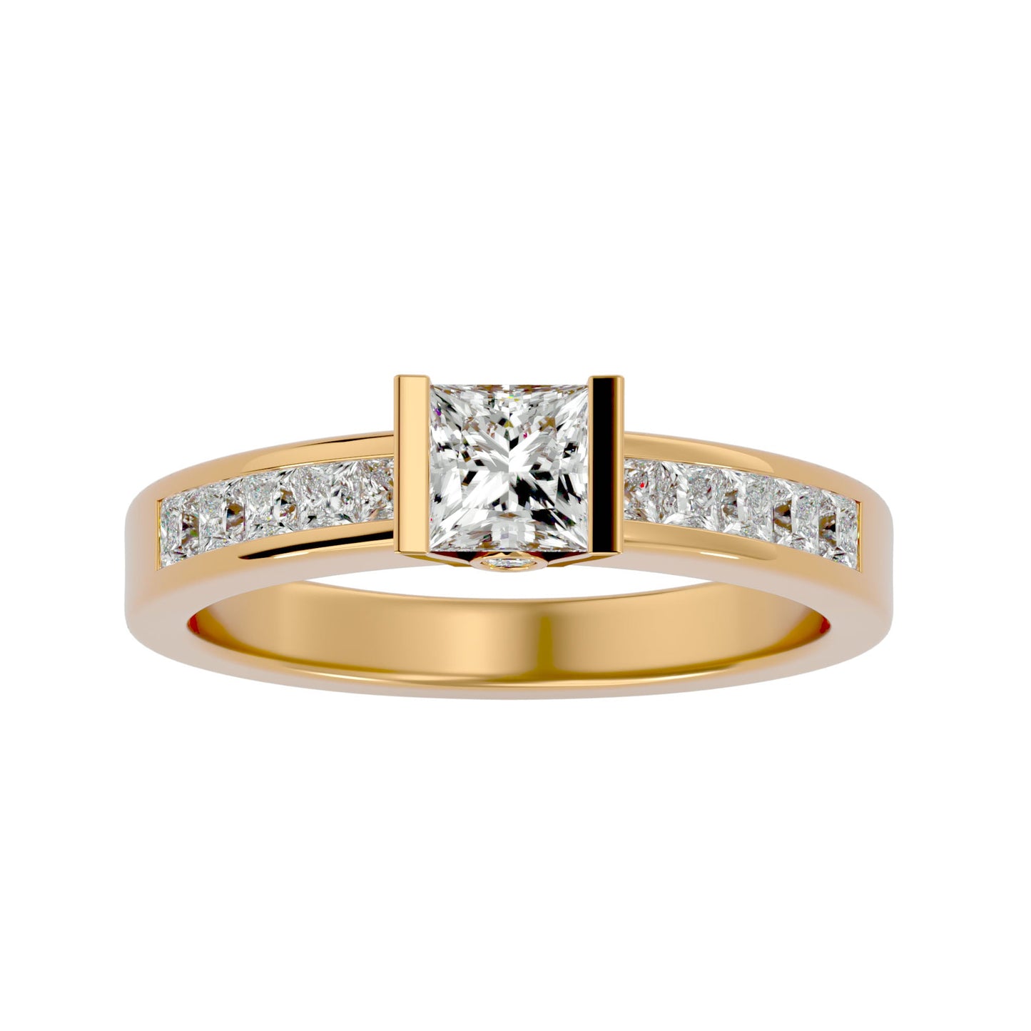 Princess solitaire diamond engagement ring
