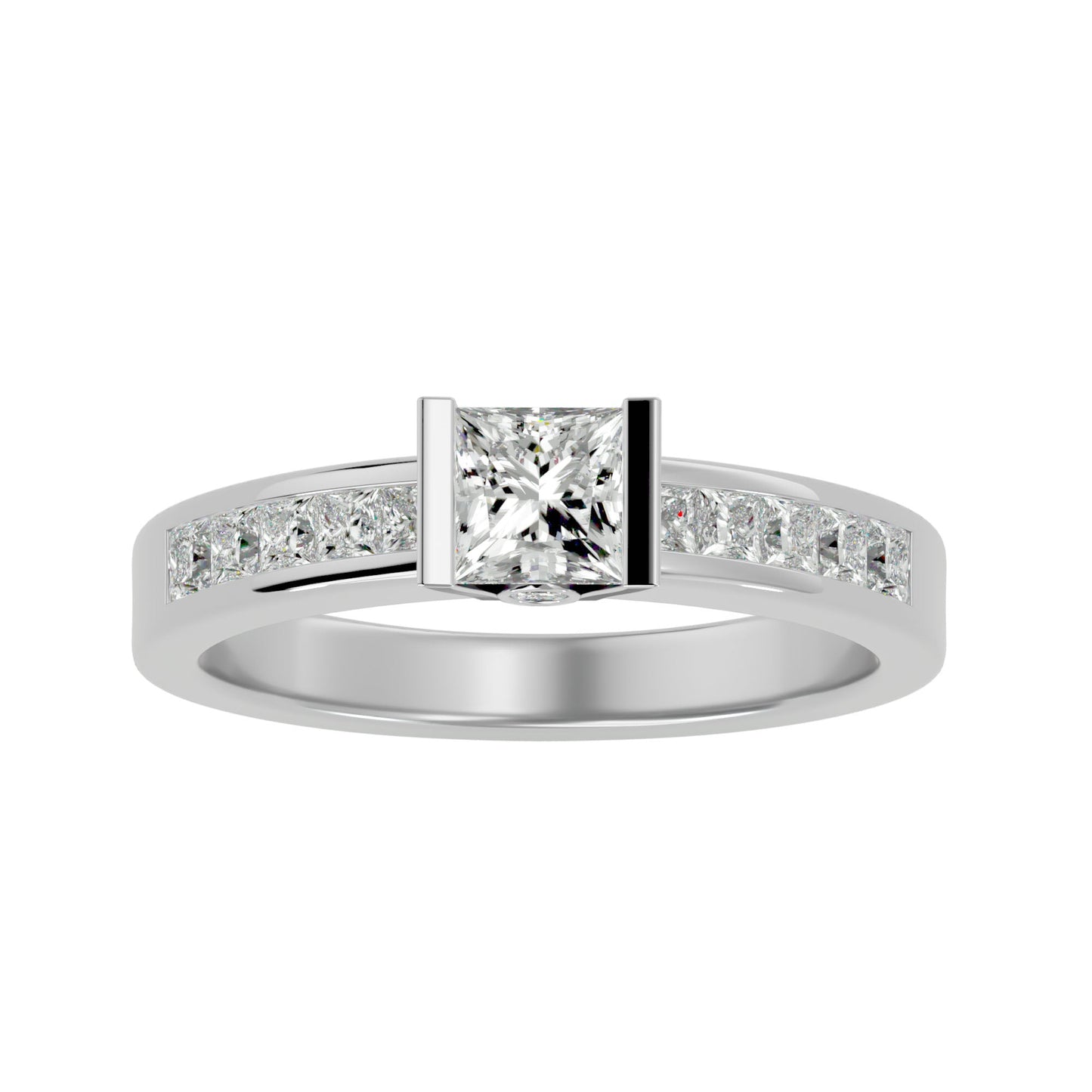 Princess solitaire diamond engagement ring