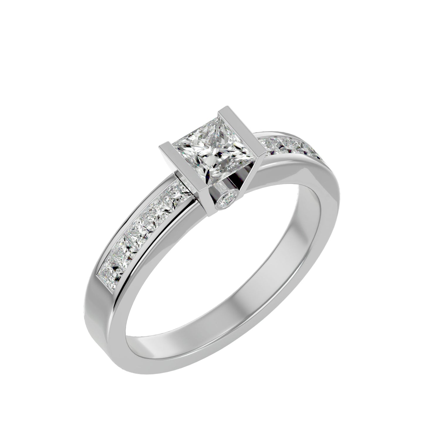 Princess solitaire diamond engagement ring