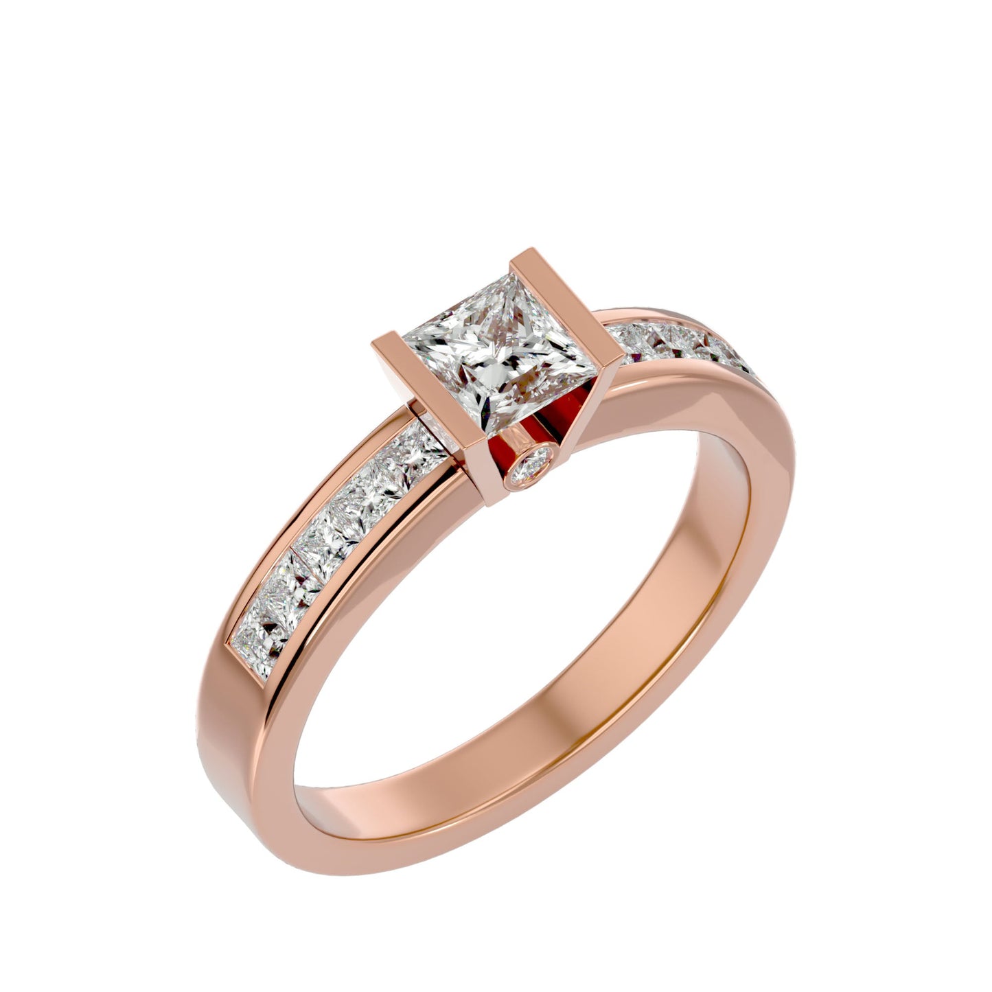 Princess solitaire diamond engagement ring