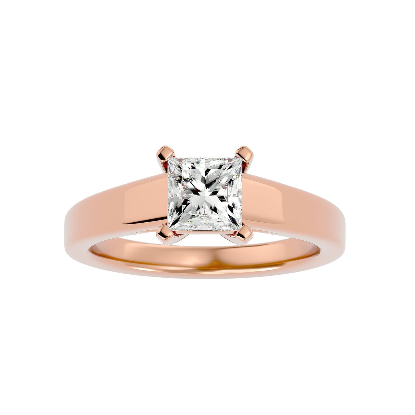 Princess grand shank solitaire diamond engagement Ring