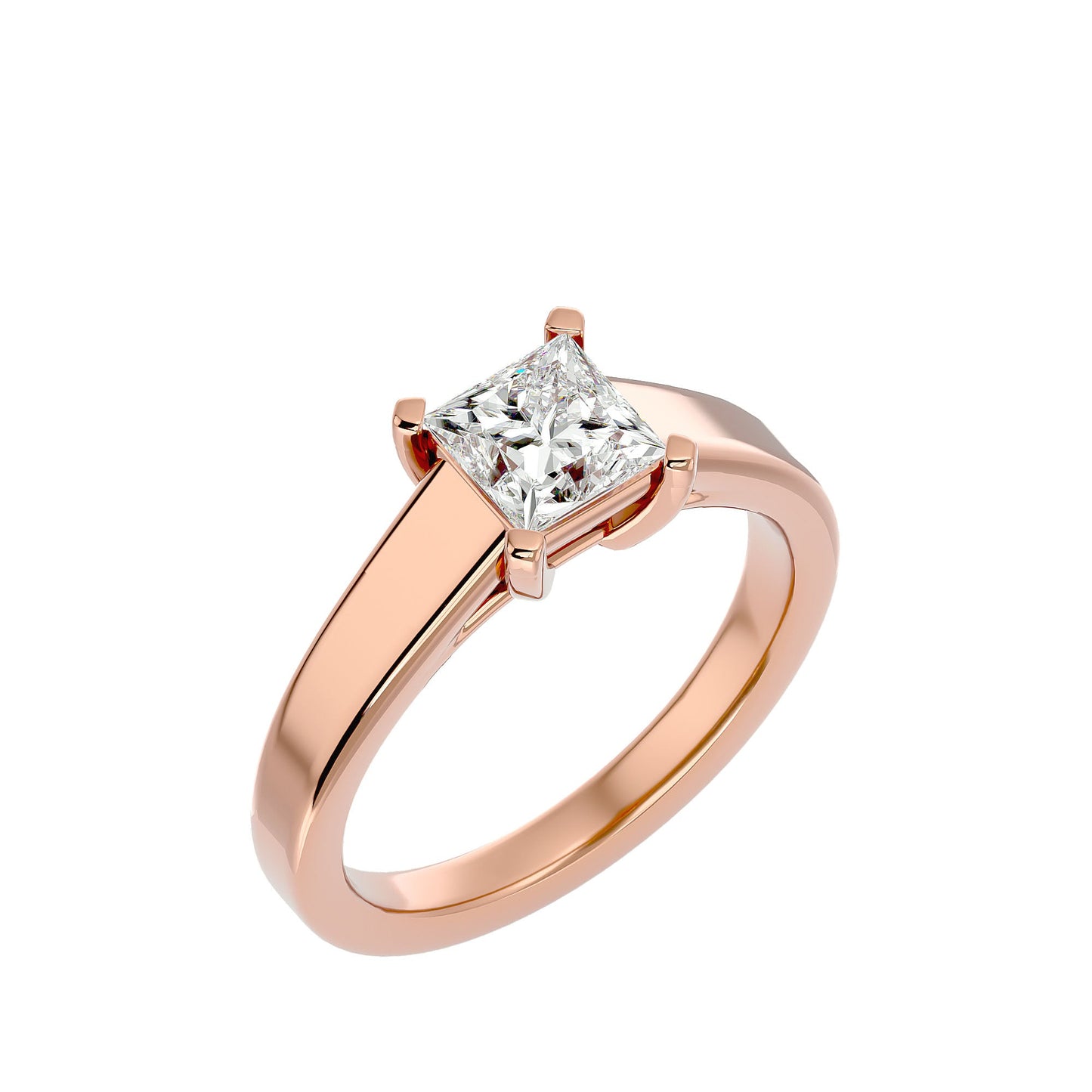 Princess grand shank solitaire diamond engagement Ring