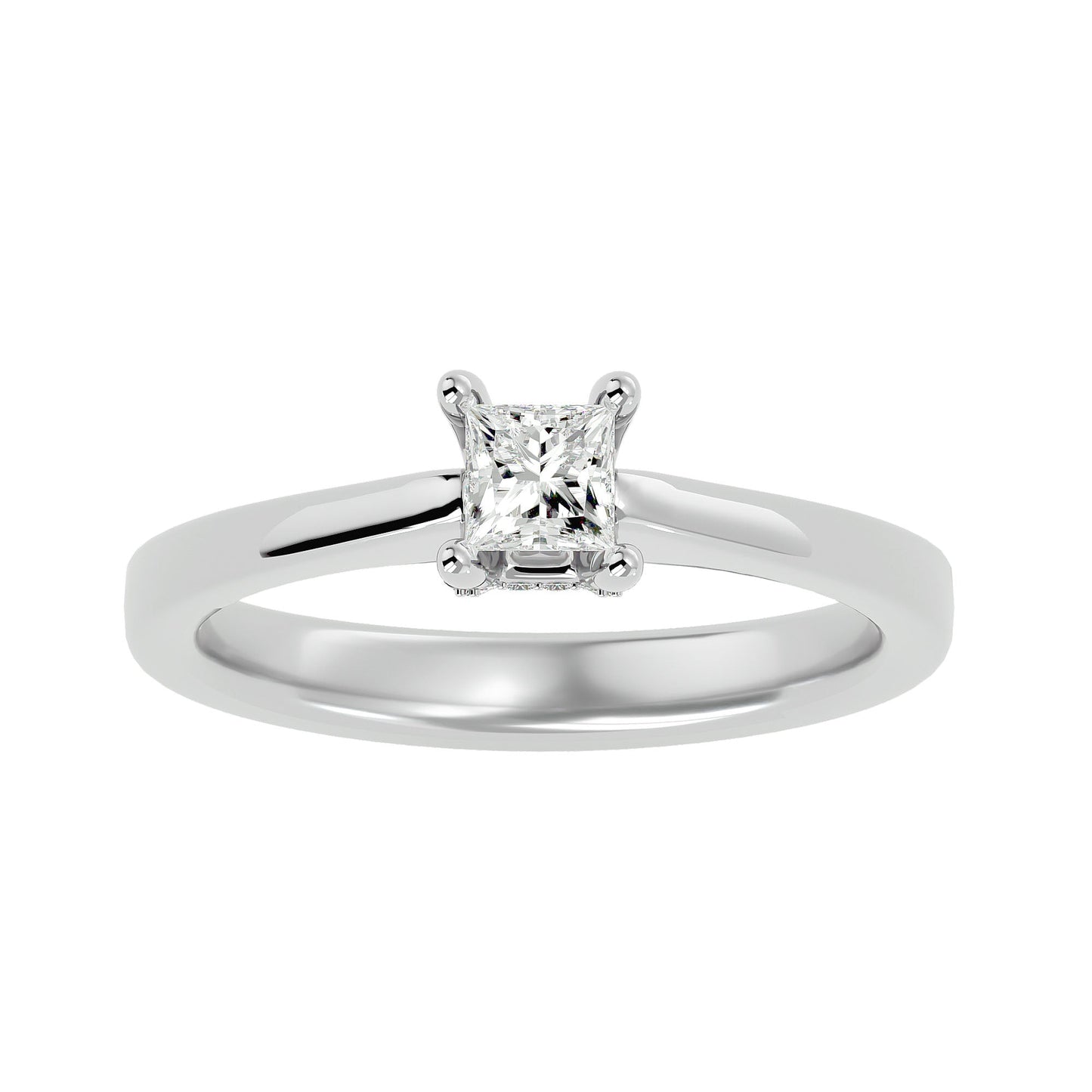 Bar setting Princess diamond engagement ring