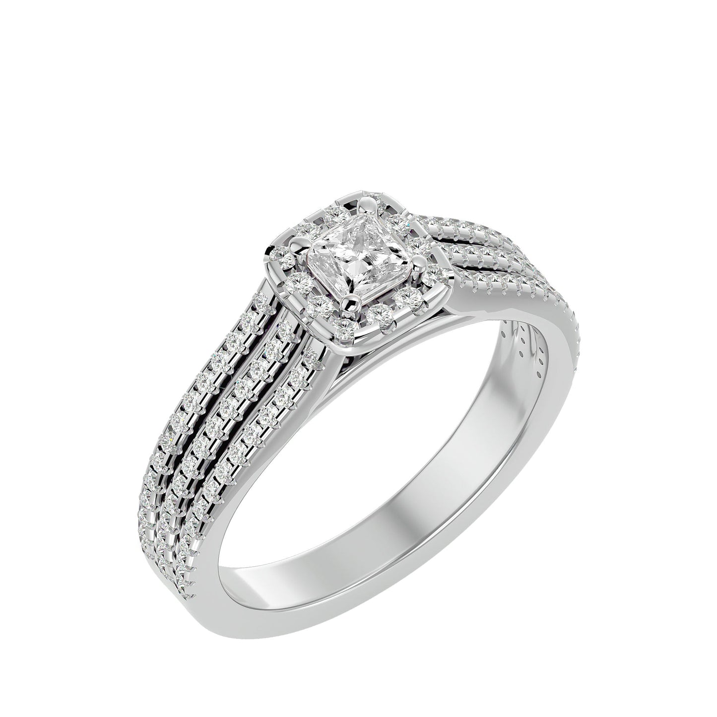 Zinnia Side Princess Diamond Engagement Ring