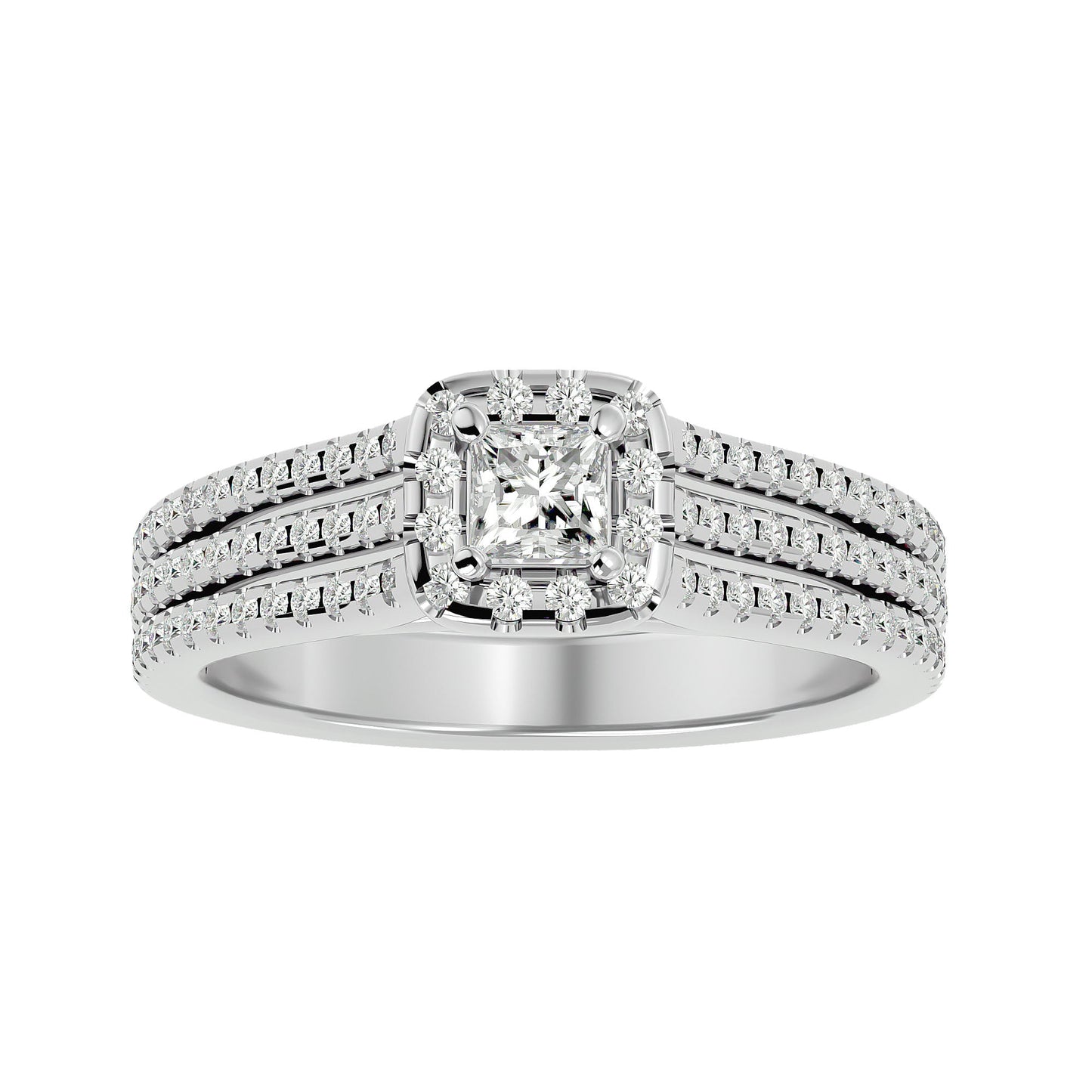 Zinnia Side Princess Diamond Engagement Ring
