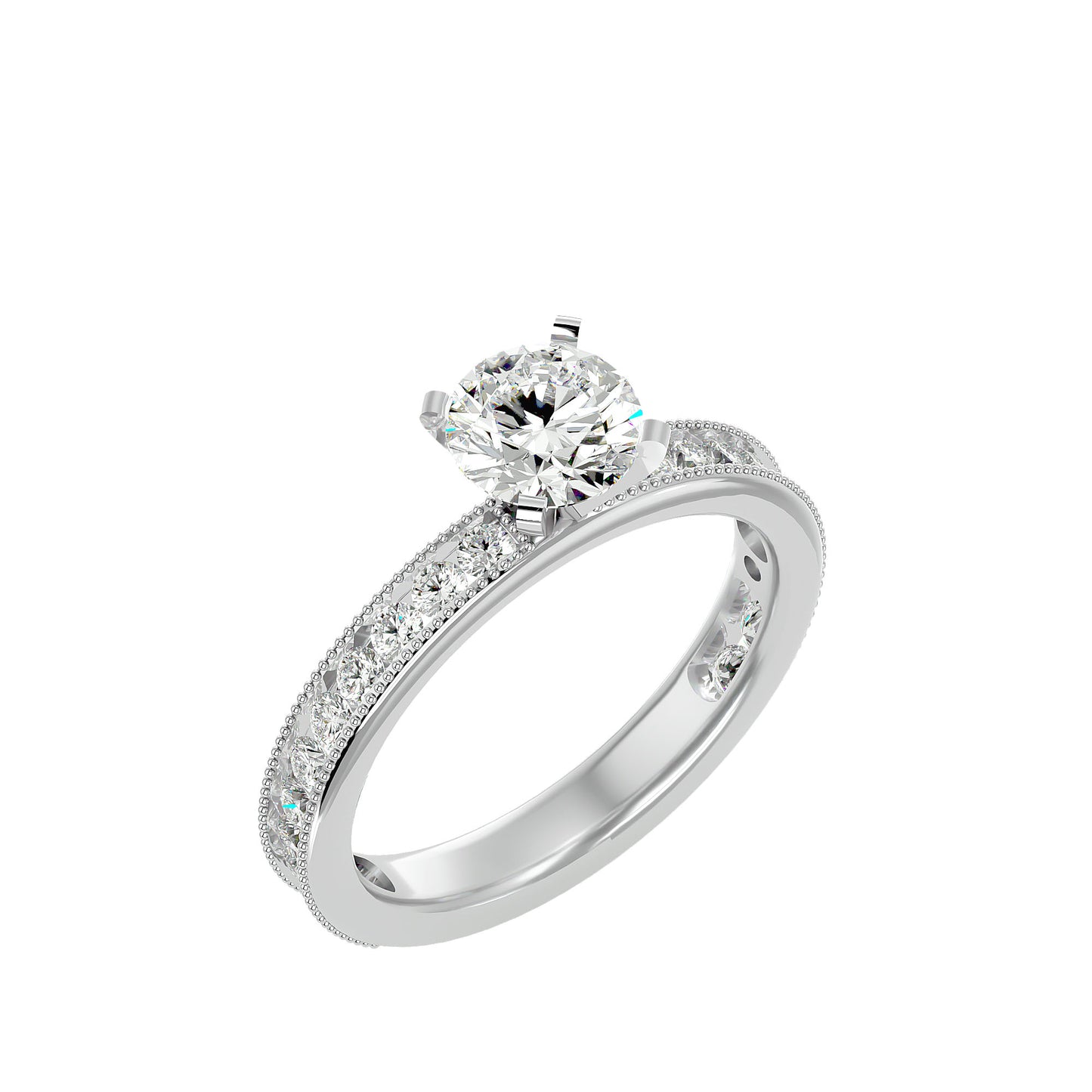 Freya side stone diamond engagement ring