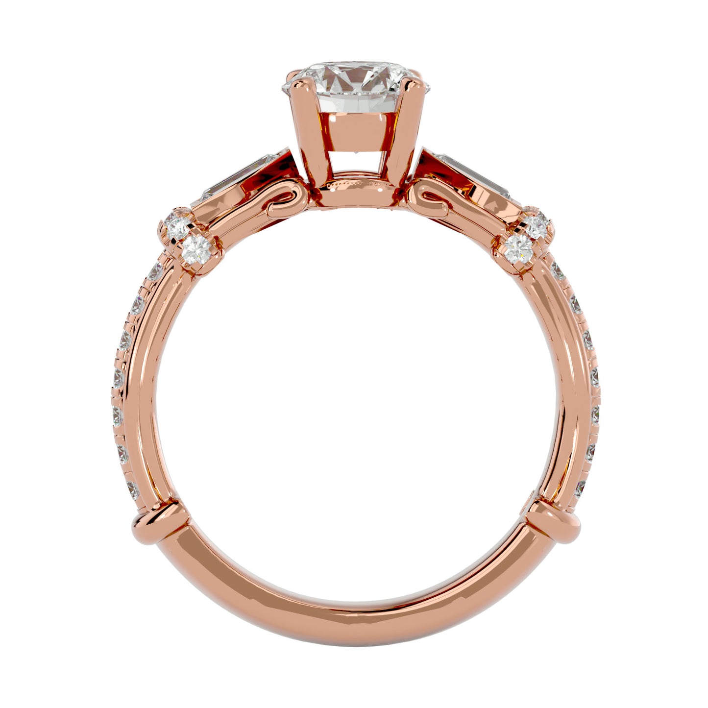 Edda side baguette diamond engagement ring