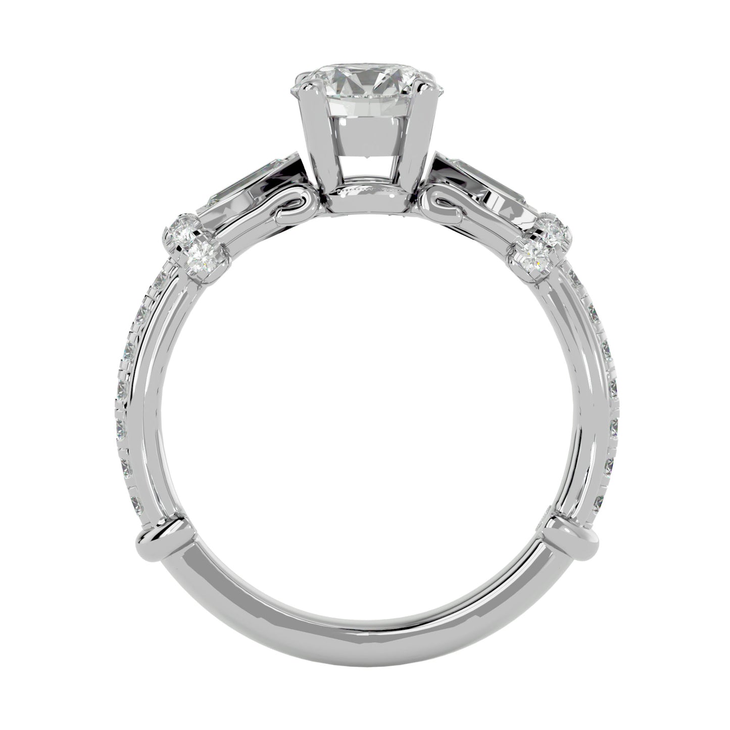 Edda side baguette diamond engagement ring