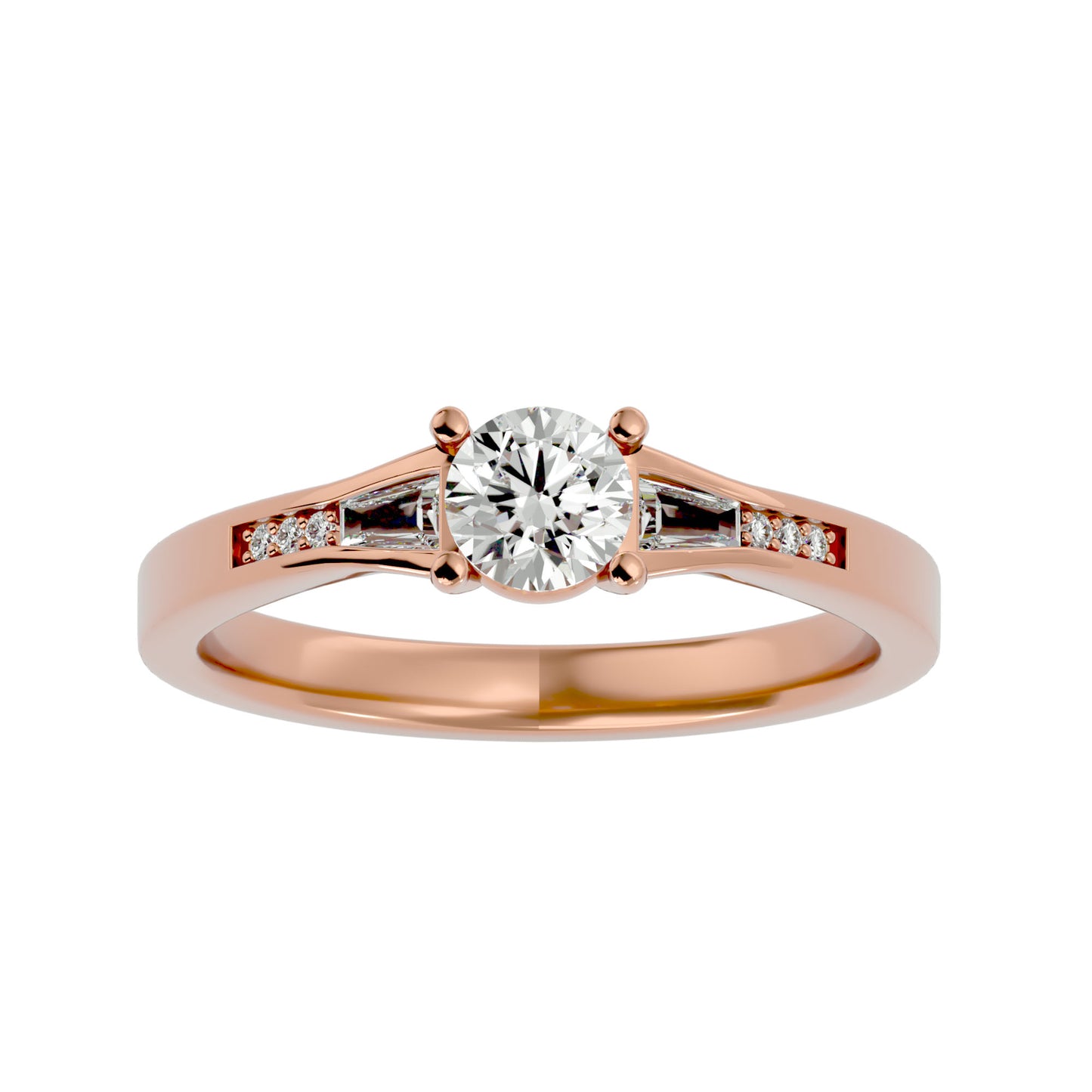 Tulip tapered diamond engagement ring