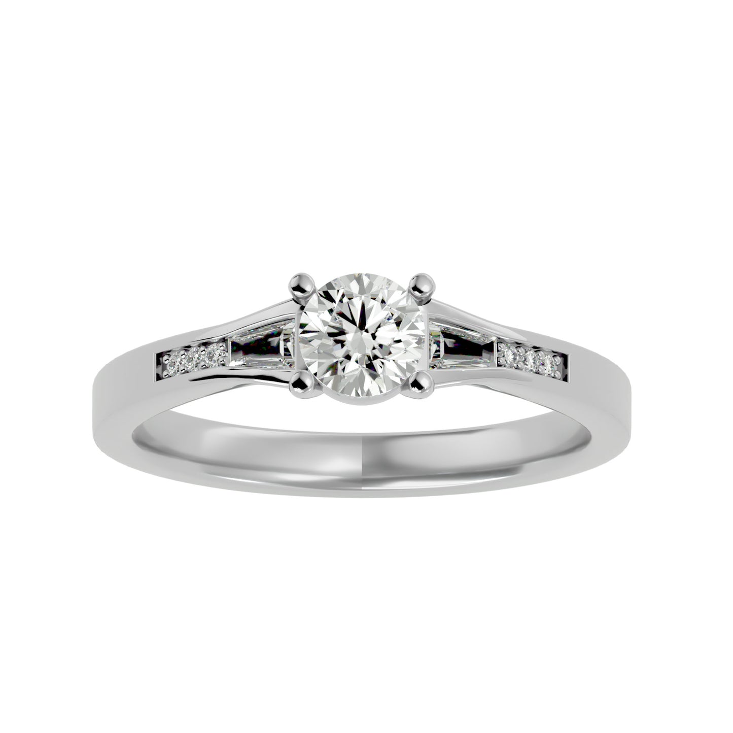 Tulip tapered diamond engagement ring