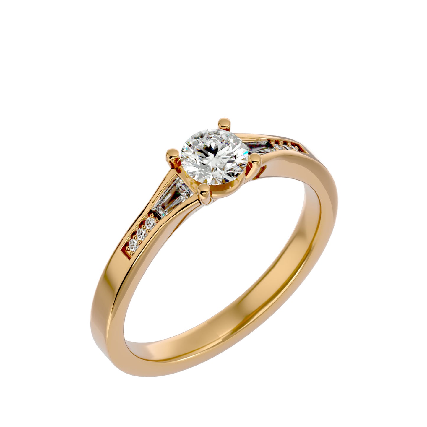 Tulip tapered diamond engagement ring