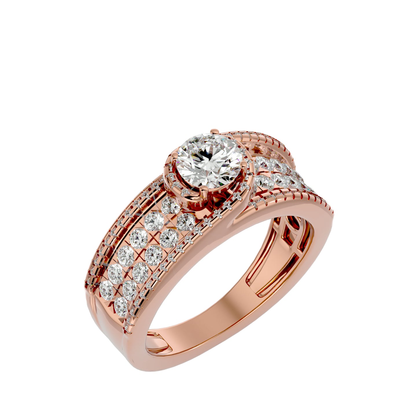 Leher bypass diamond engagement ring