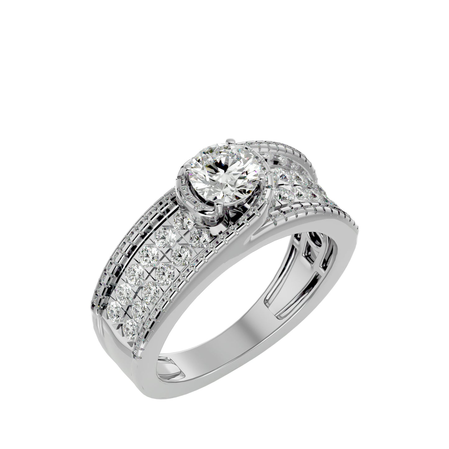 Leher bypass diamond engagement ring