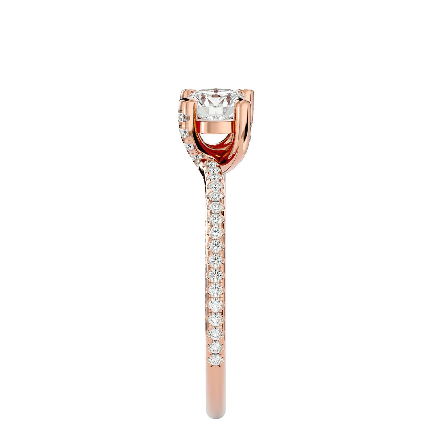 Lotus diamond engagement ring