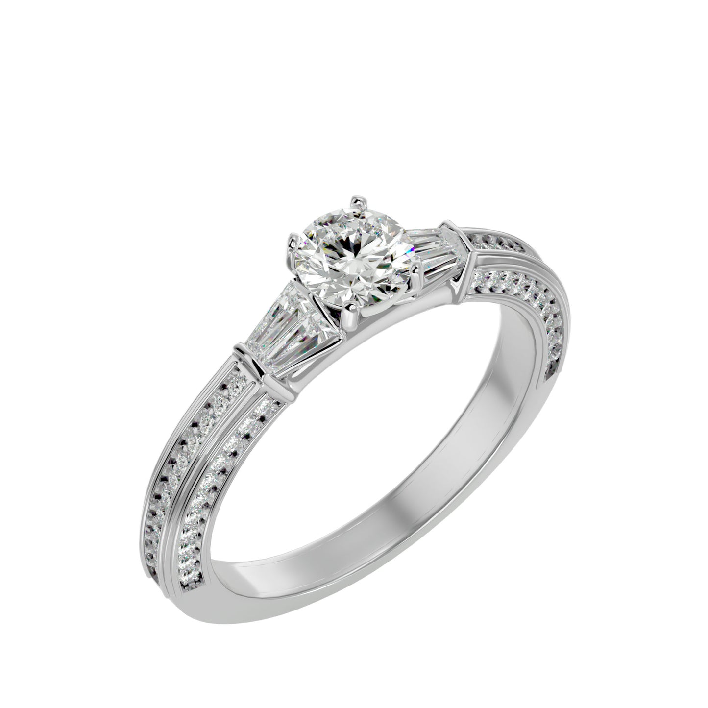 Azariah side baguette diamond engagement ring
