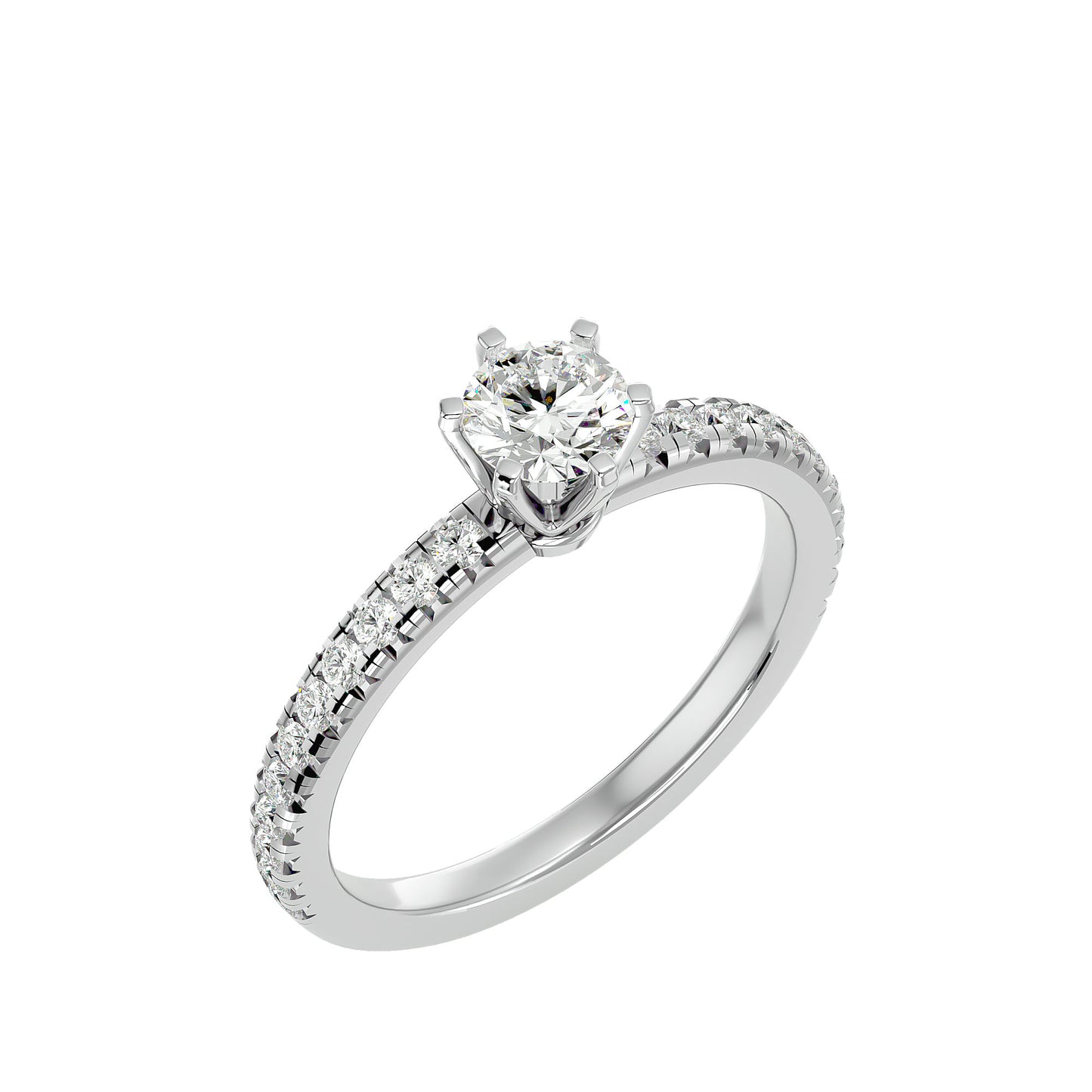 Lyric six prong diamond engagement ring