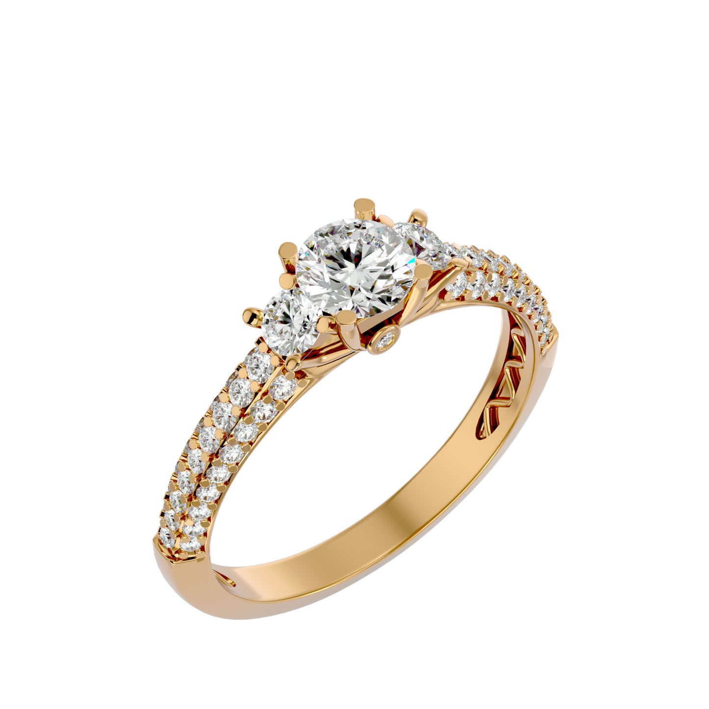 Kartika three stone diamond engagement ring