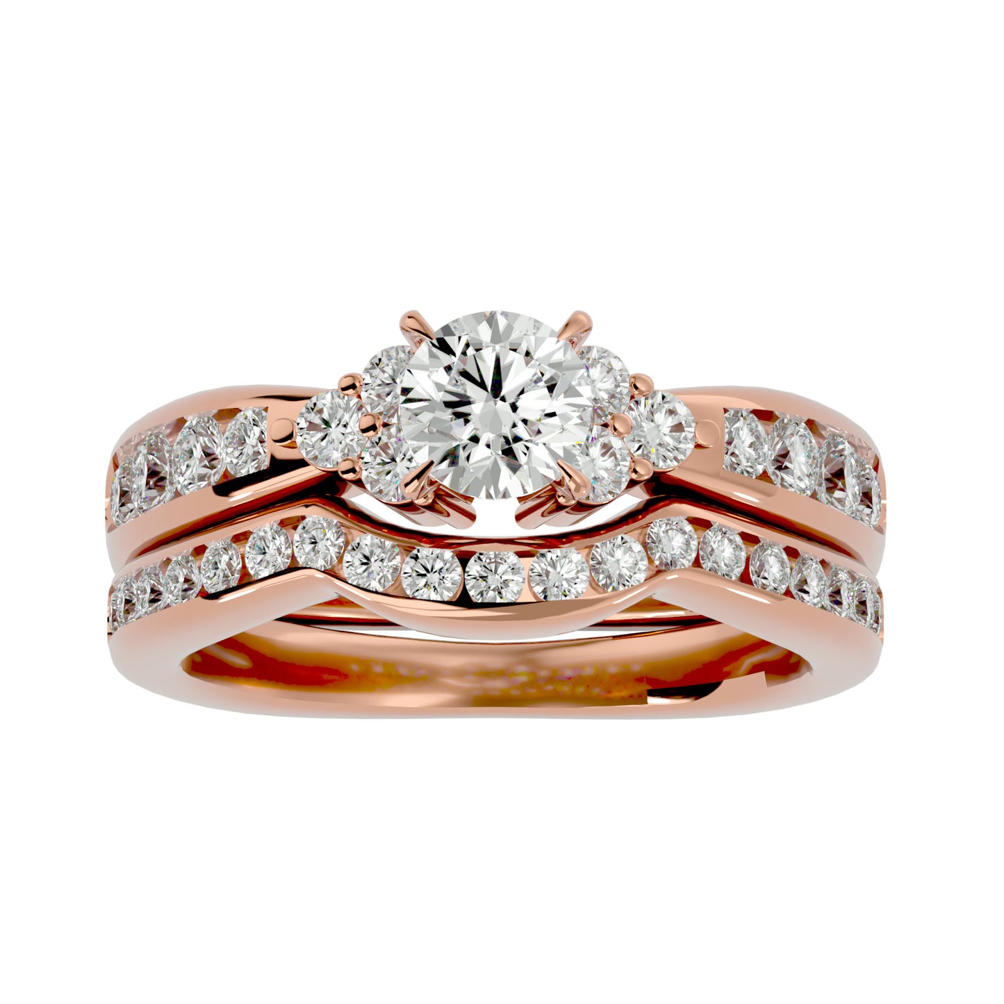Liya diamond engagement ring with matching band