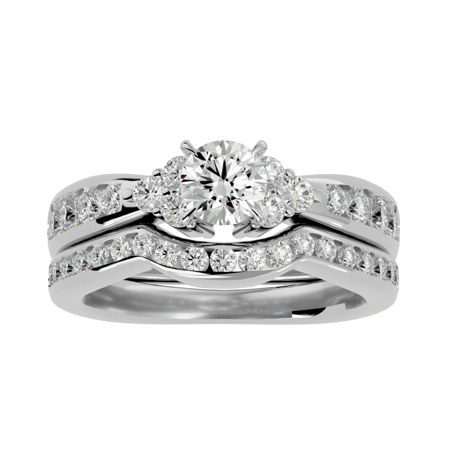 Liya diamond engagement ring with matching band