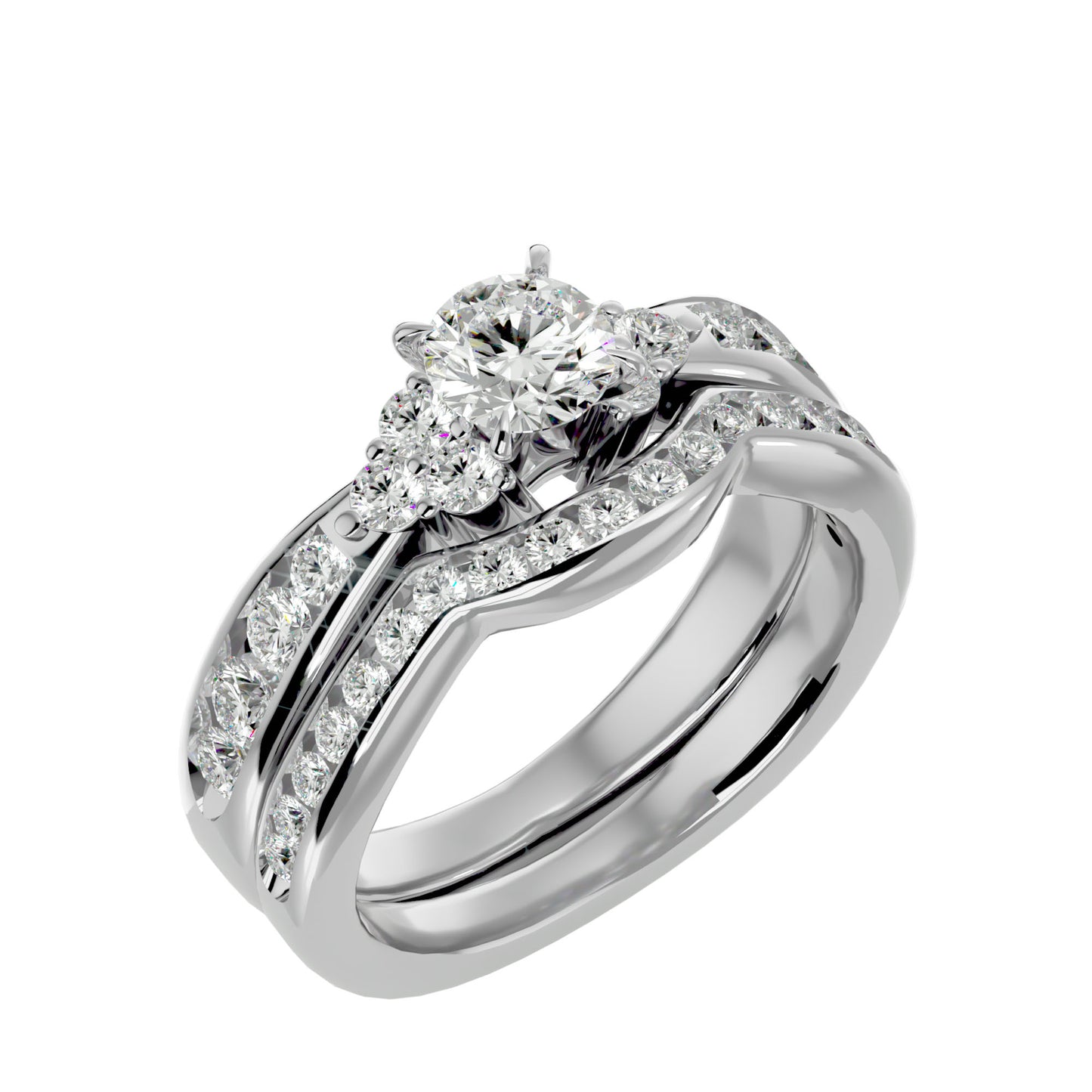 Liya diamond engagement ring with matching band