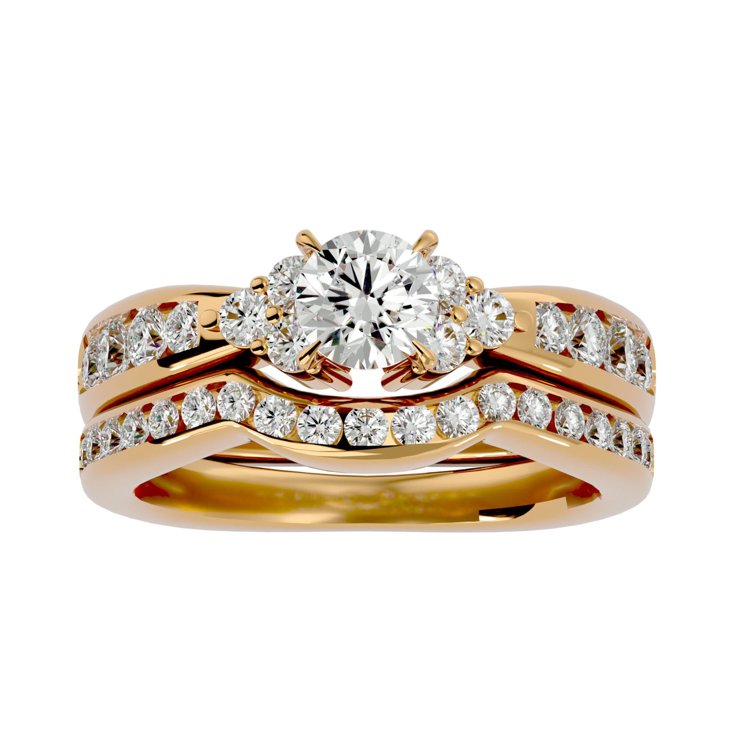 Liya diamond engagement ring with matching band