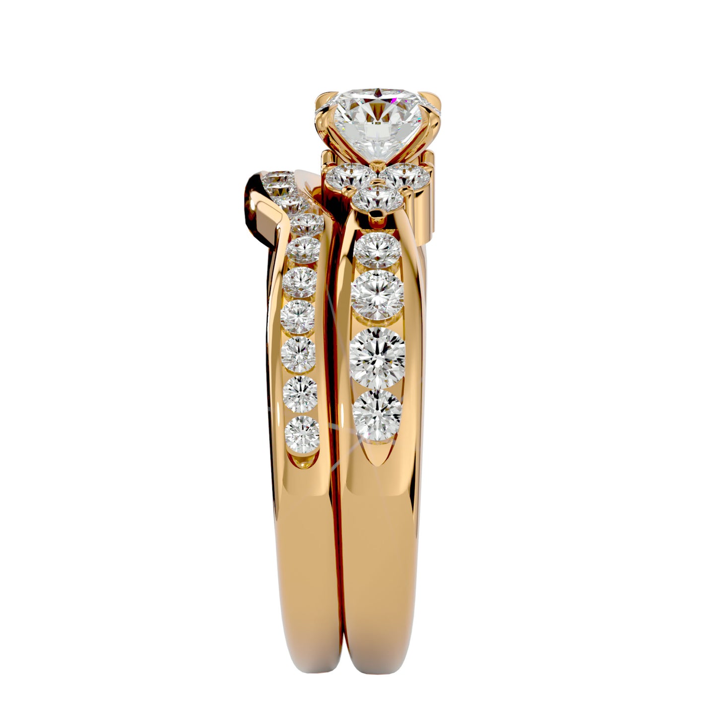 Liya diamond engagement ring with matching band