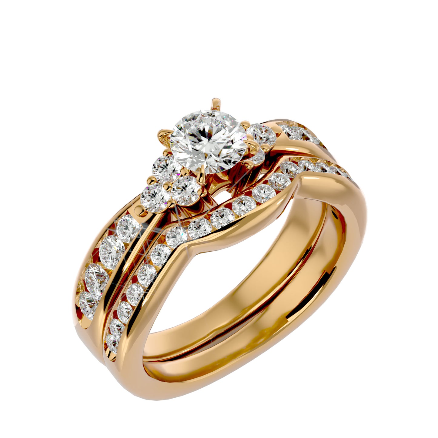 Liya diamond engagement ring with matching band