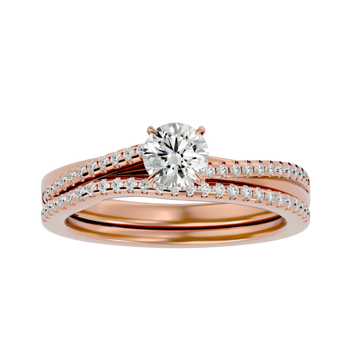 Anvi solitaire diamond engagement ring with matching band