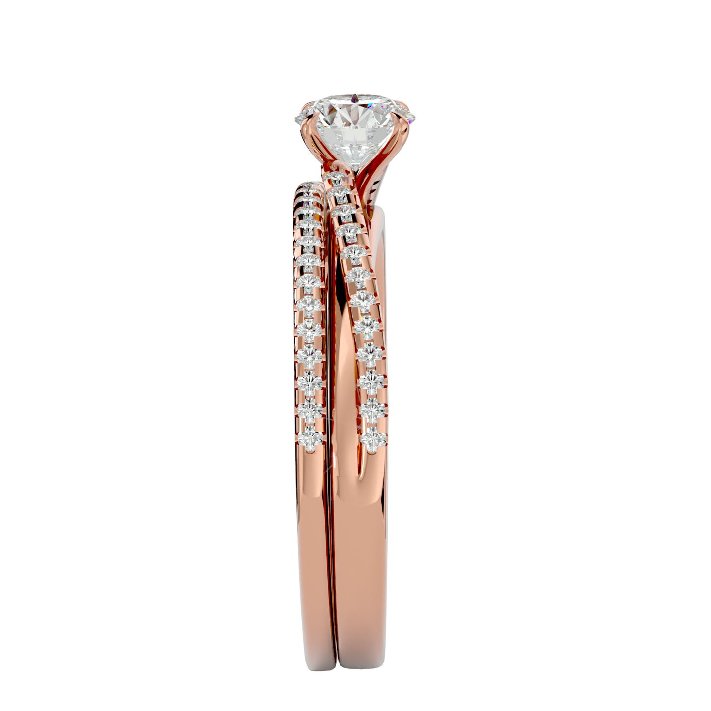 Anvi solitaire diamond engagement ring with matching band